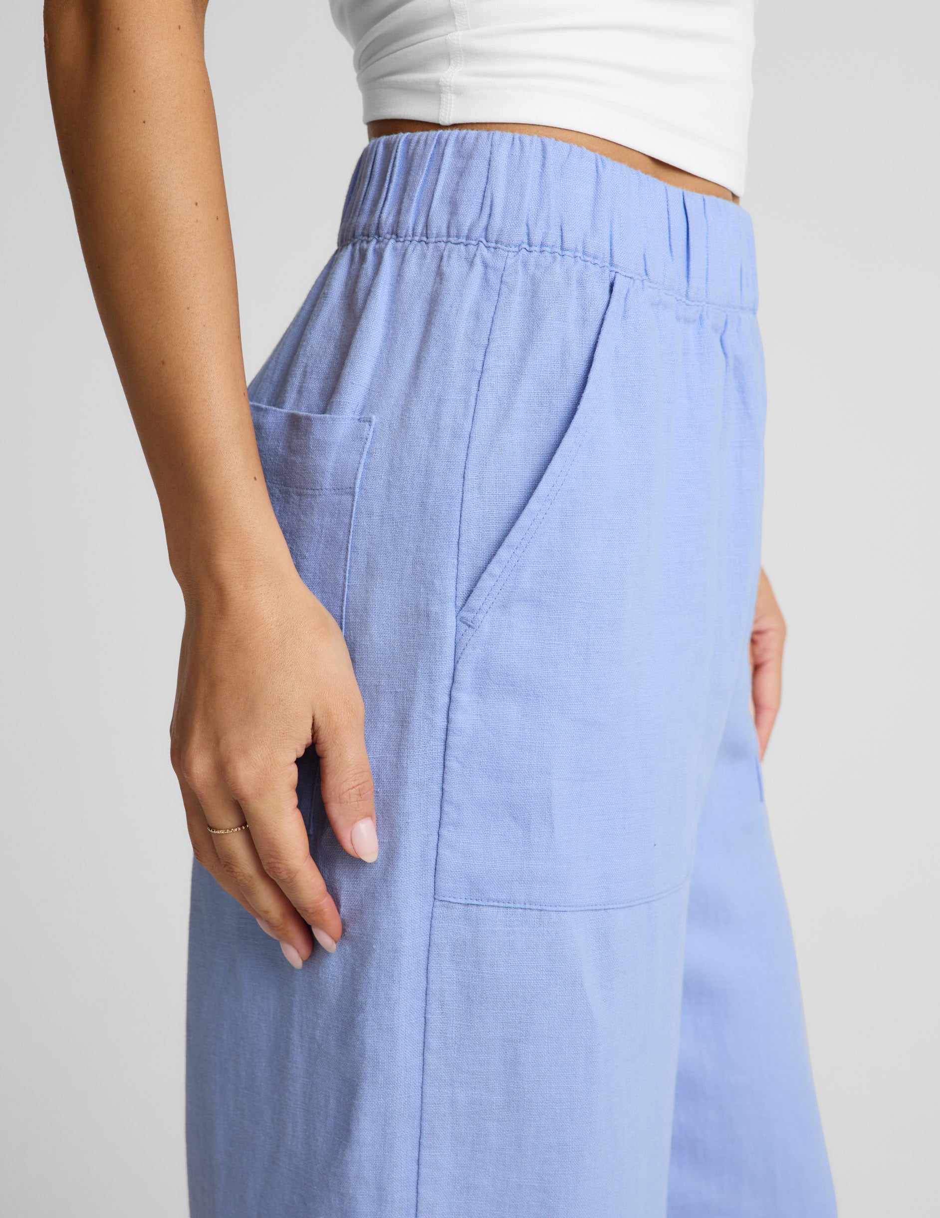 SoftWash Linen Easy Wide Leg Pant 29" - Pastel Periwinkle