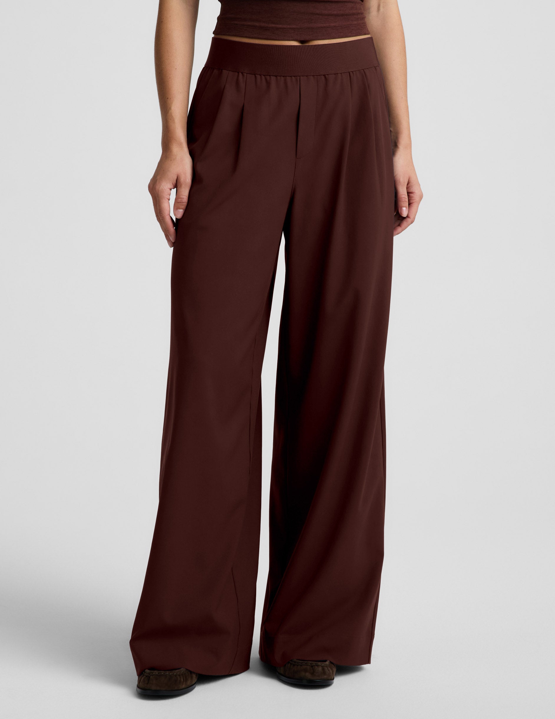 Elasticated Wide Leg Pant 29" - Iced Mocha
