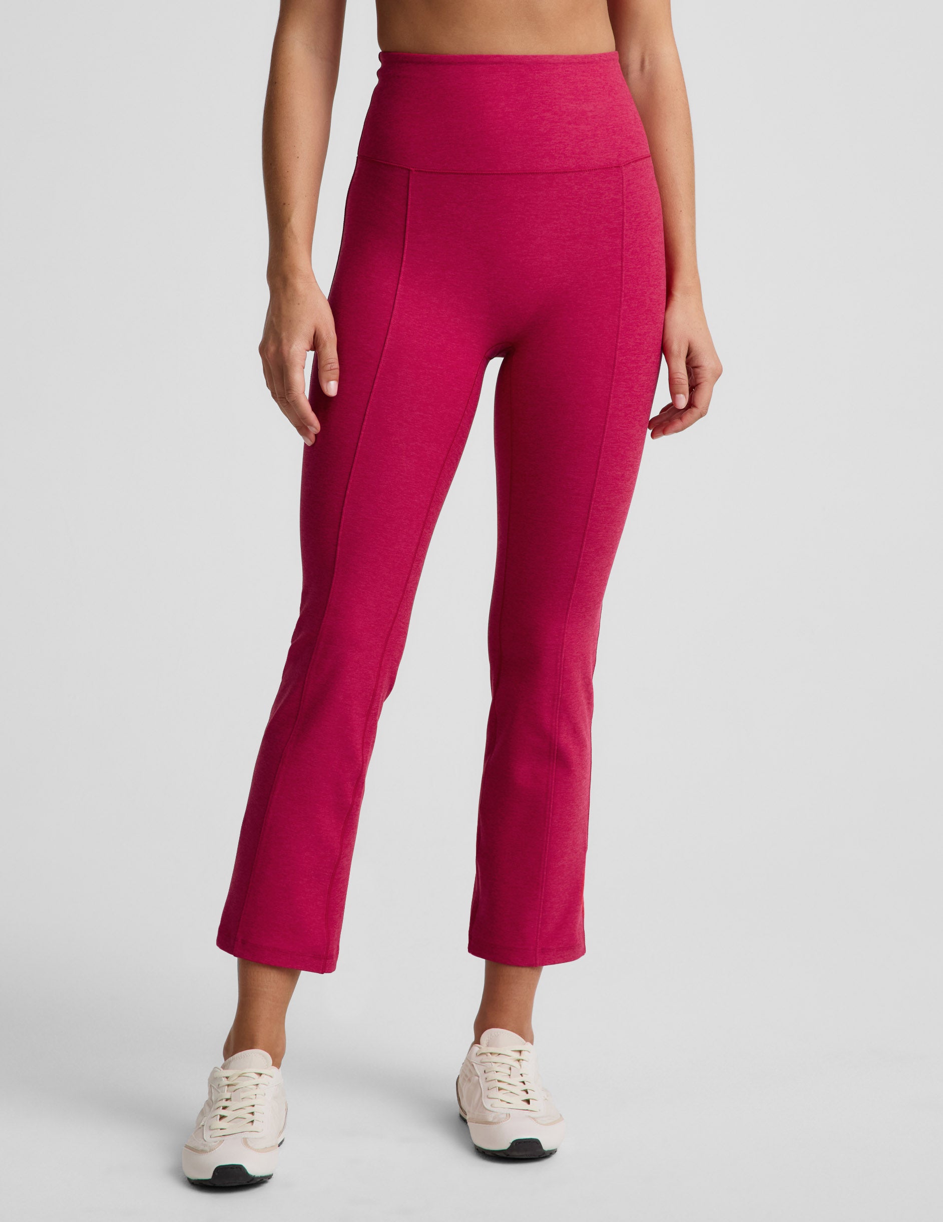 Spacedye™ Pintuck Kick Flare High Waisted Pant - Berry Red Heather