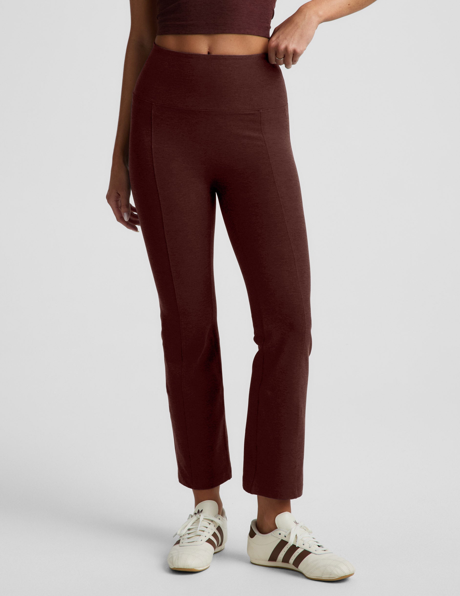 Spacedye™ Pintuck Kick Flare High Waisted Pant - Iced Mocha Heather