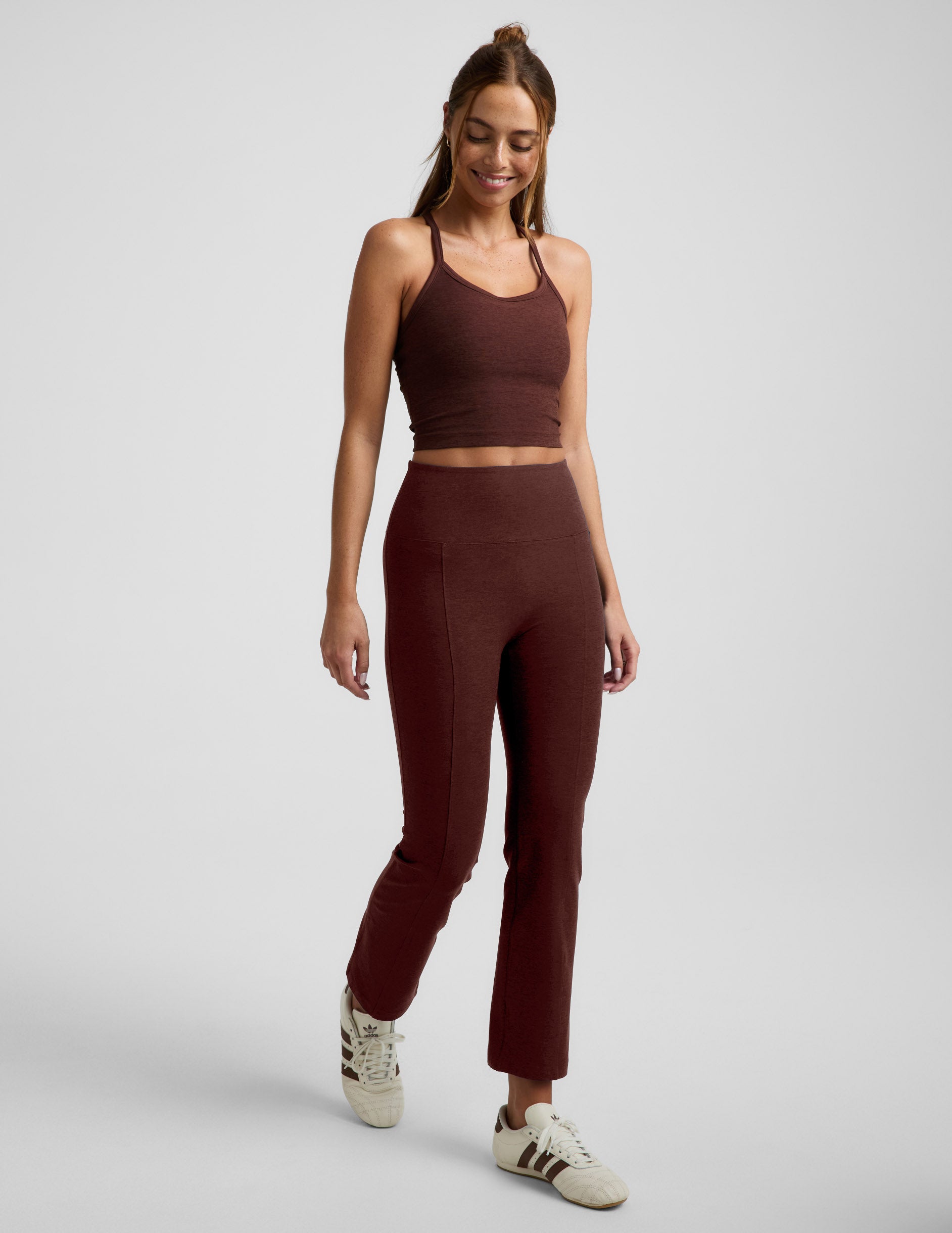 Spacedye™ Pintuck Kick Flare High Waisted Pant - Iced Mocha Heather