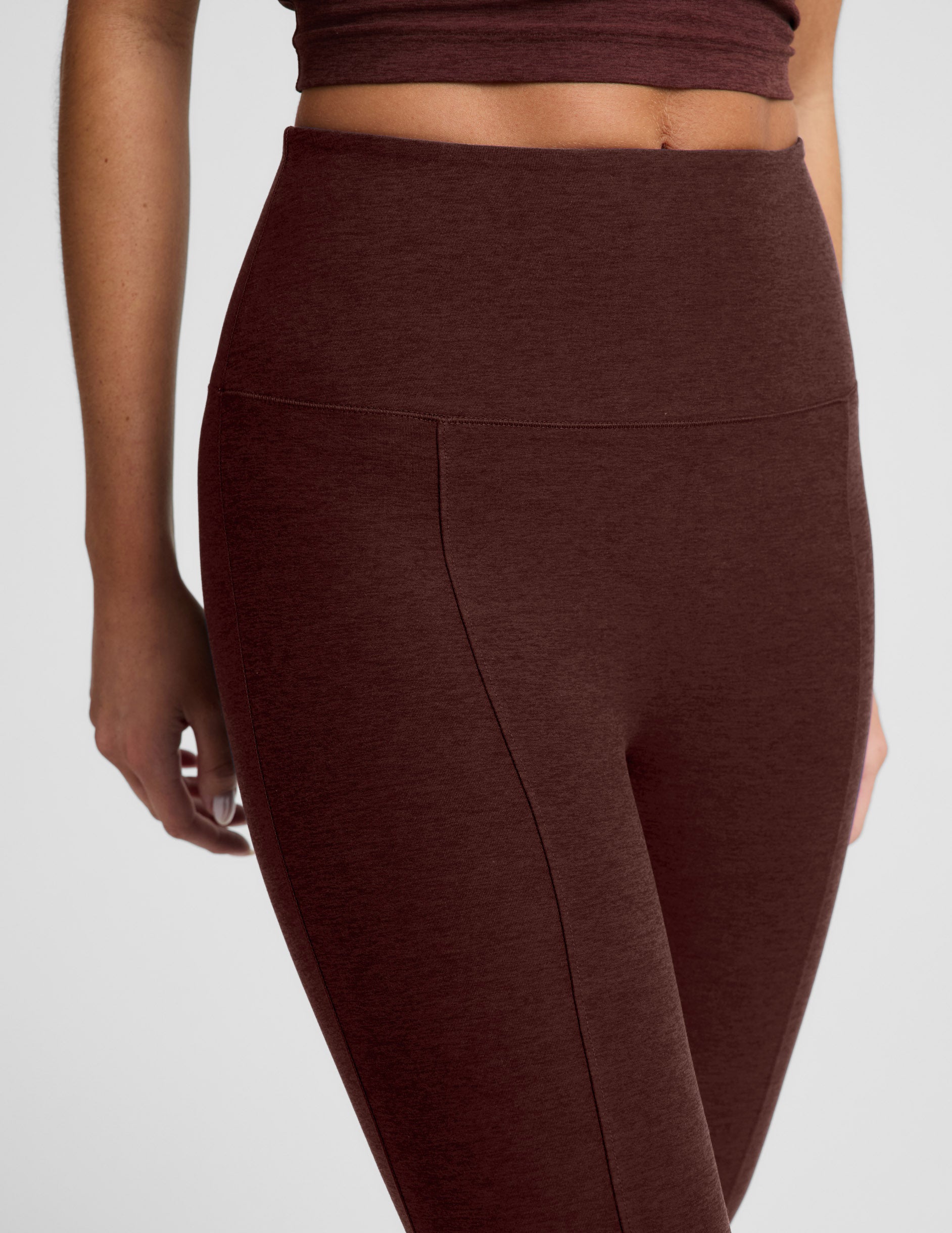 Spacedye™ Pintuck Kick Flare High Waisted Pant - Iced Mocha Heather