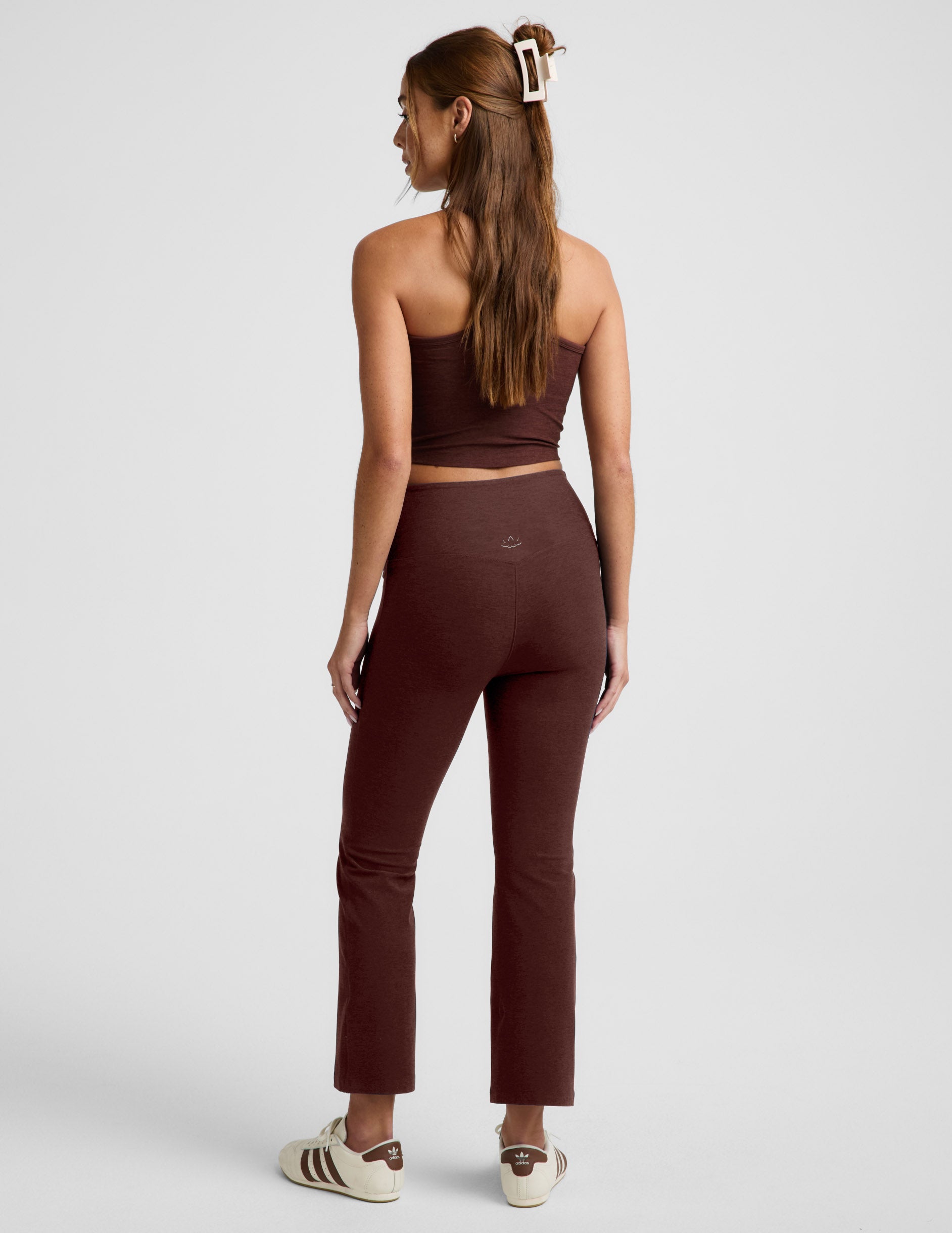 Spacedye™ Pintuck Kick Flare High Waisted Pant - Iced Mocha Heather