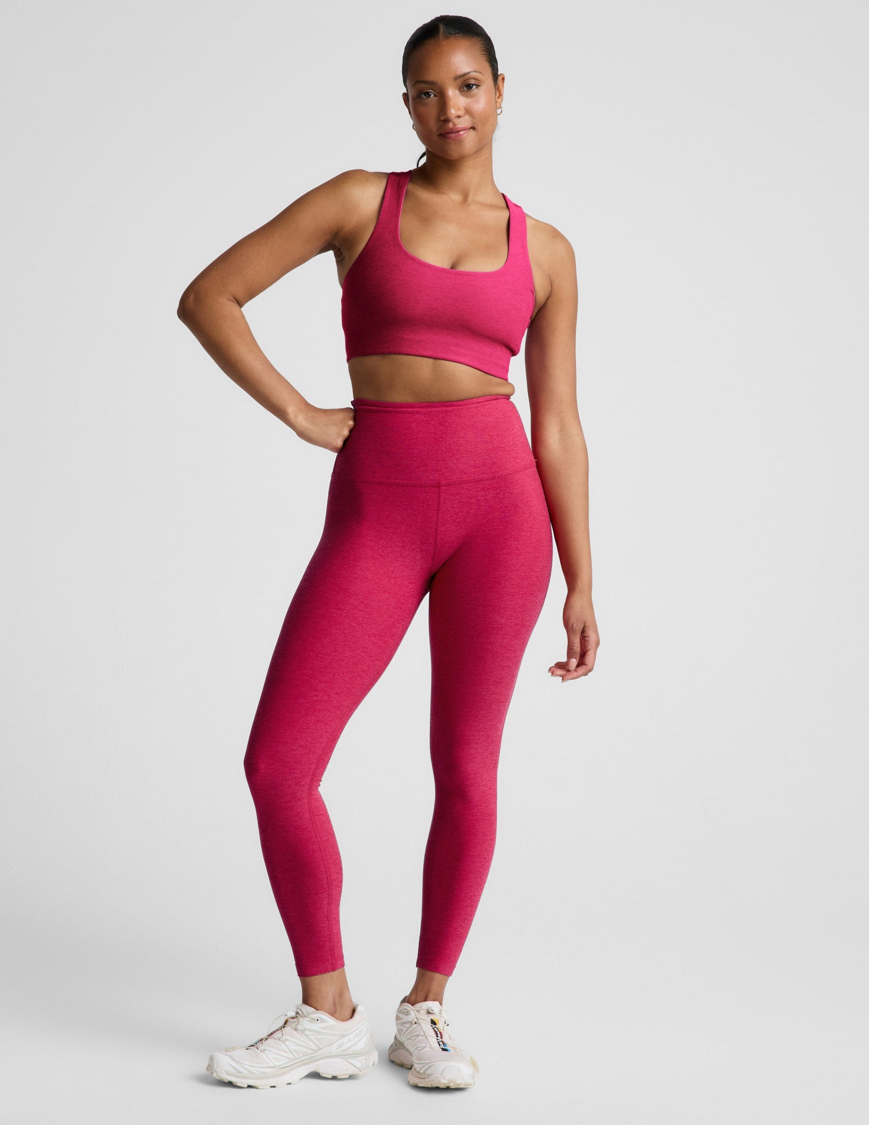 Spacedye™ Caught In The Midi High Waisted Legging - Berry Red Heather