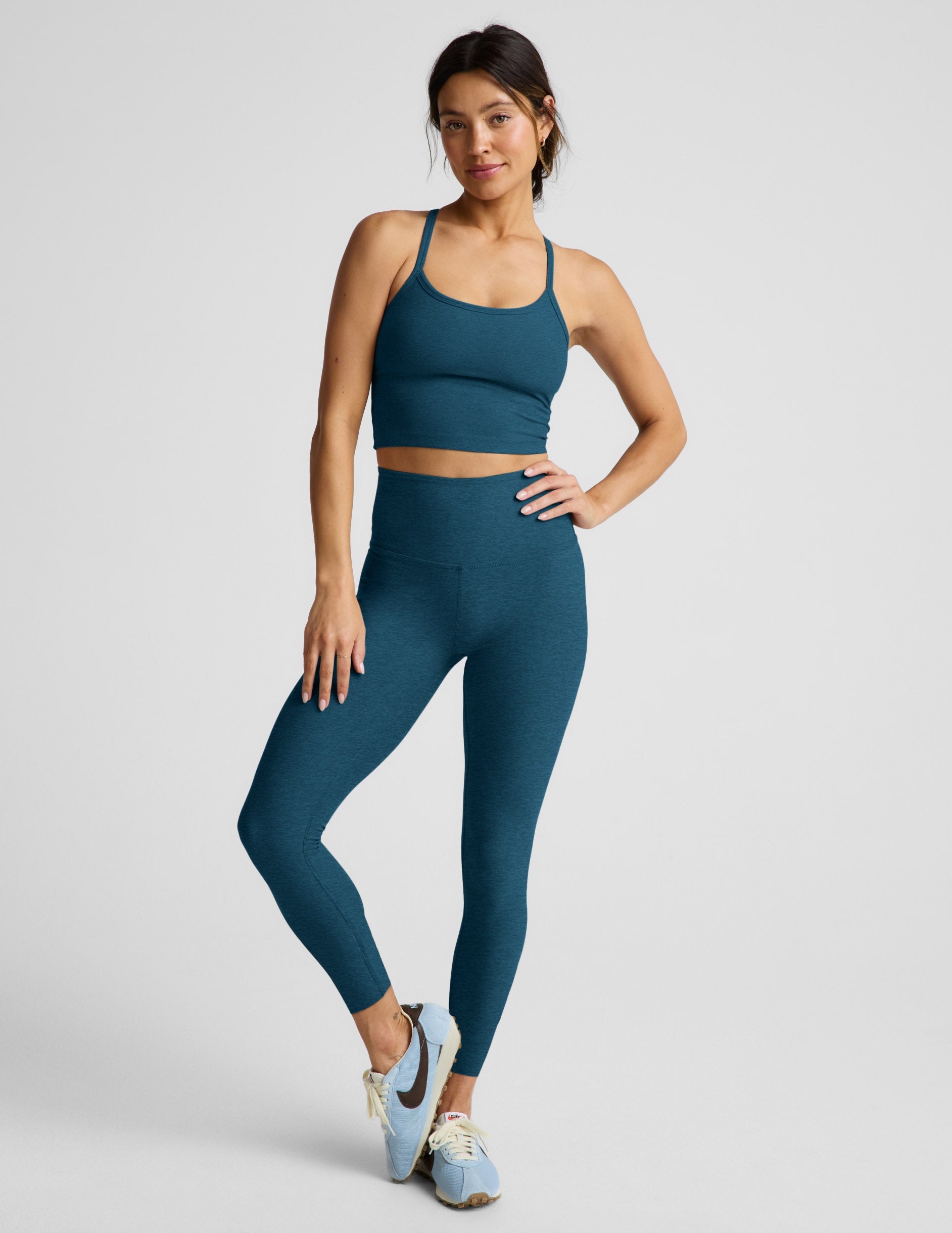 Spacedye™ Slim Racerback Cropped Tank - Blue Gem Heather