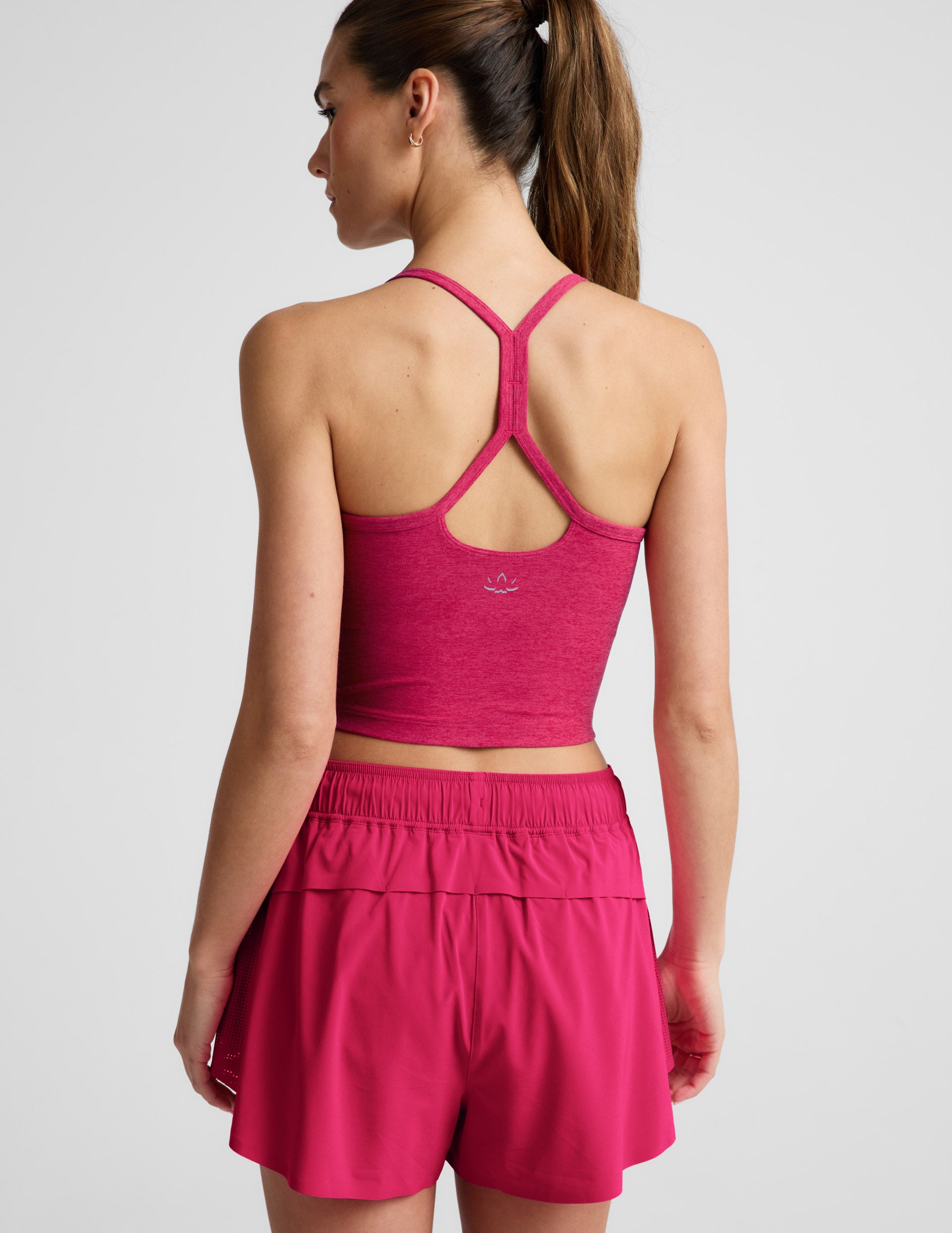 Spacedye™ Slim Racerback Cropped Tank - Berry Red Heather