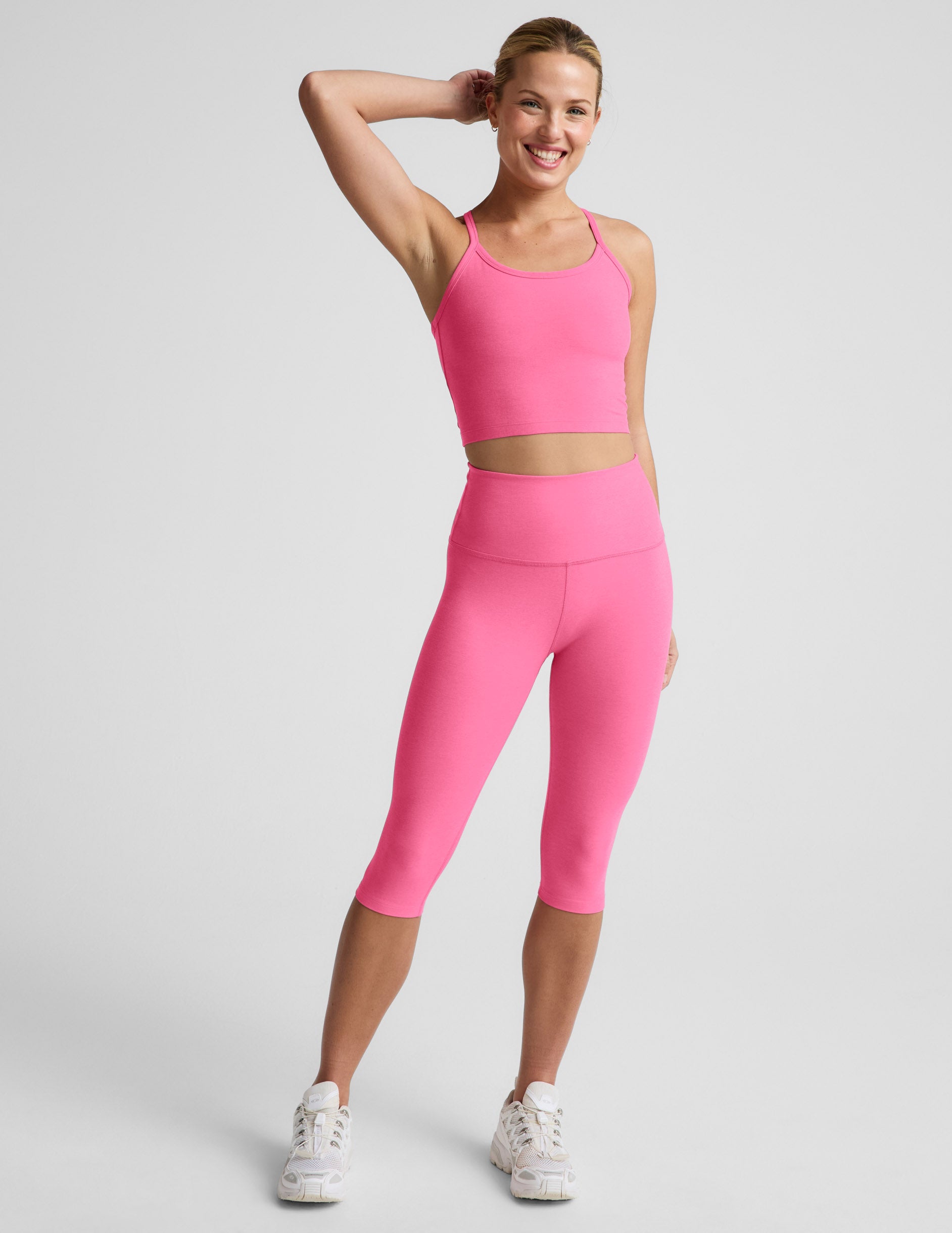 Spacedye™ Slim Racerback Cropped Tank - Luscious Pink Heather