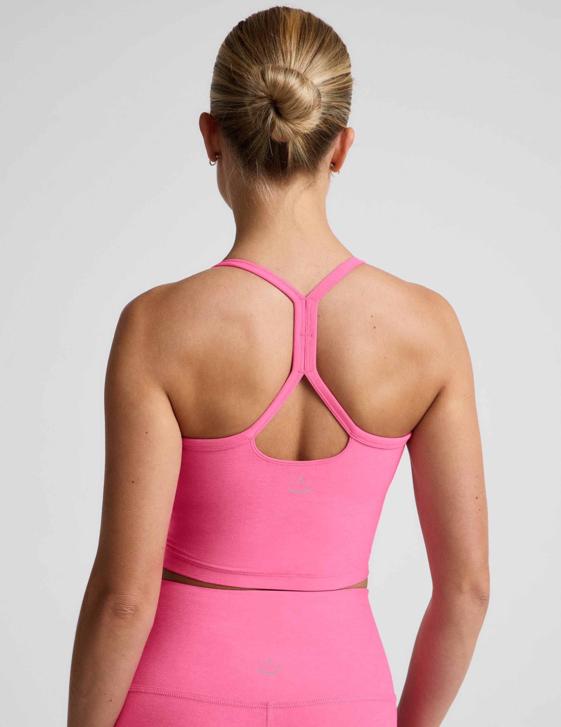 Spacedye™ Slim Racerback Cropped Tank - Luscious Pink Heather