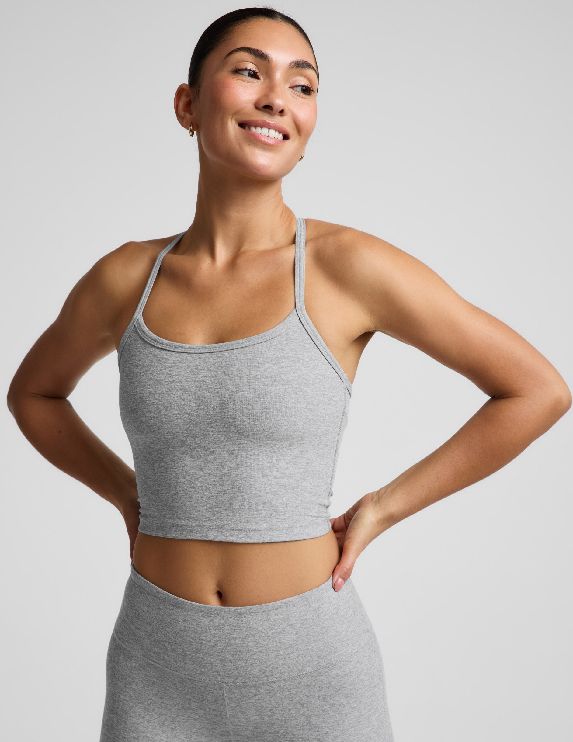 Spacedye™ Slim Racerback Cropped Tank - Silver Mist