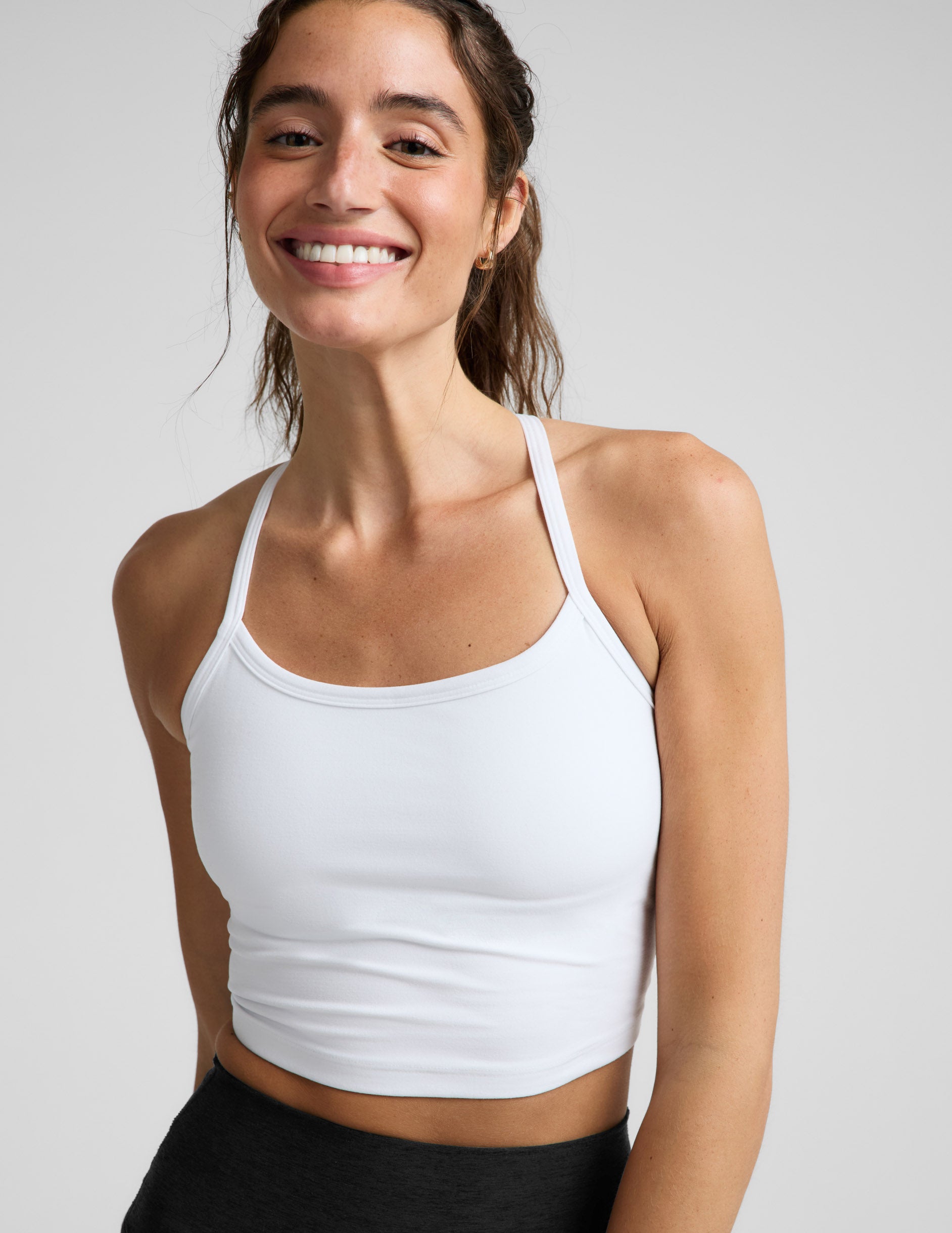 Spacedye™ Slim Racerback Cropped Tank - Cloud White