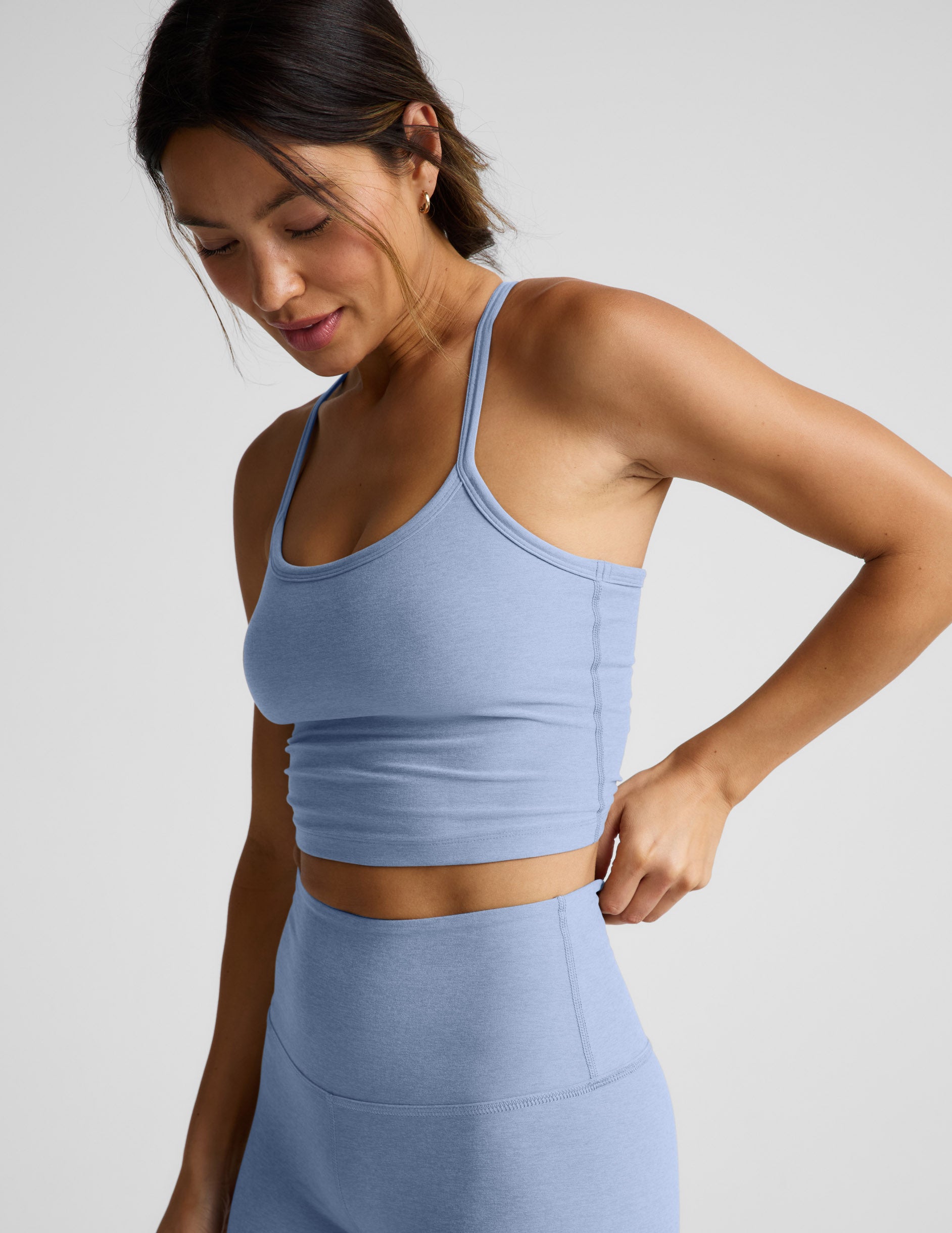 Spacedye™ Slim Racerback Cropped Tank - Pastel Periwinkle Heather