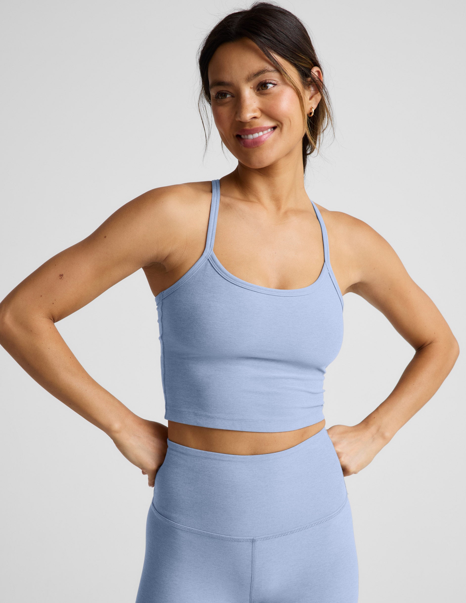 Spacedye™ Slim Racerback Cropped Tank - Pastel Periwinkle Heather