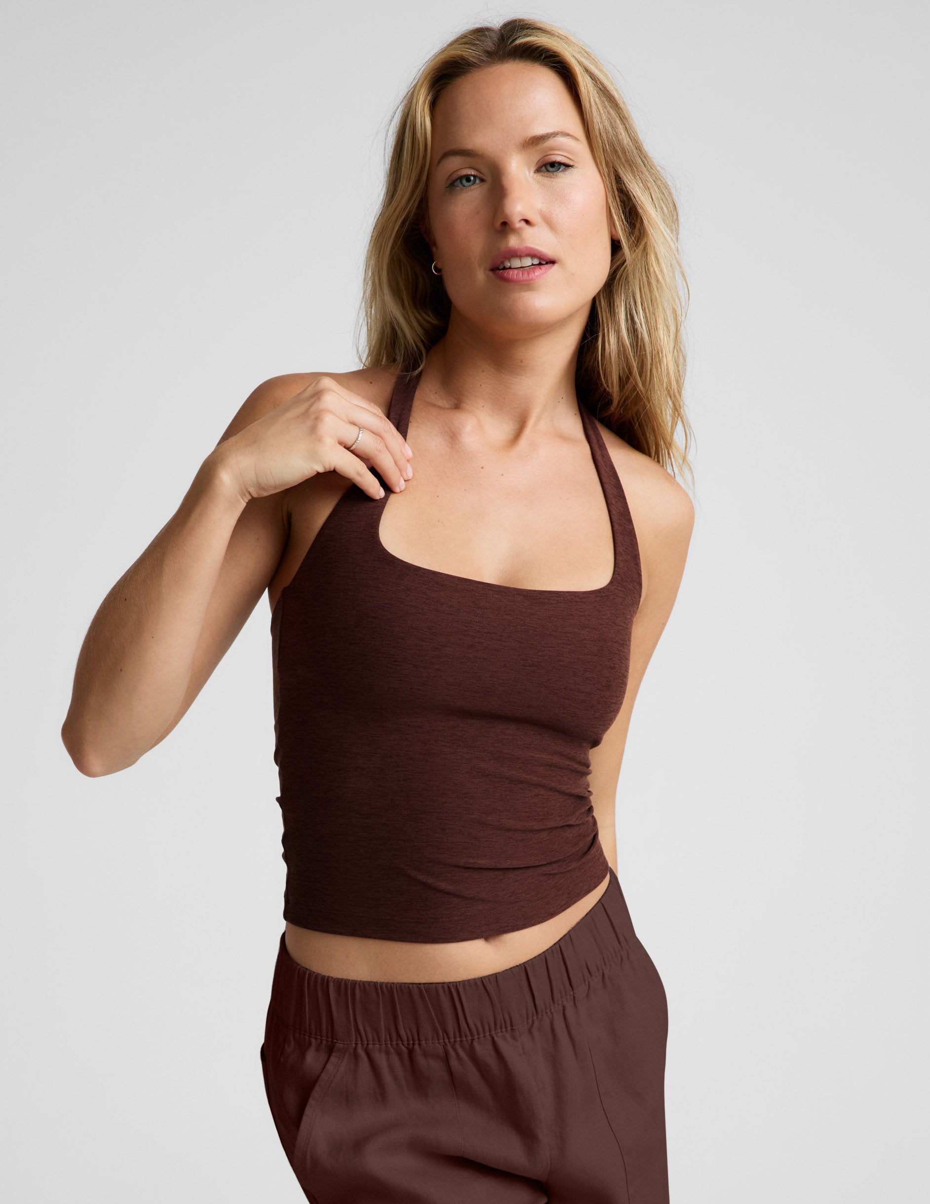 Spacedye™ Square Halter Tank - Iced Mocha Heather