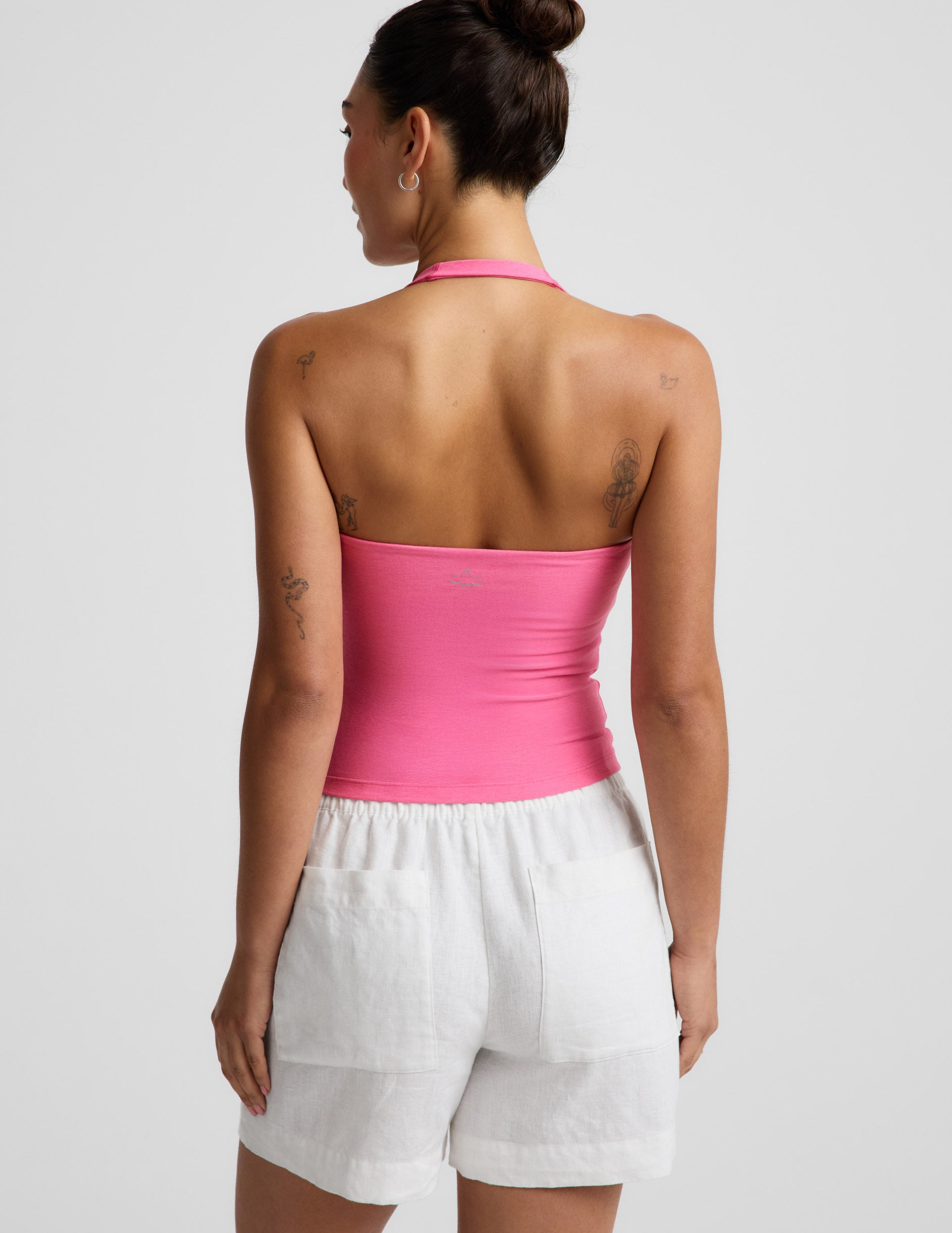 Spacedye™ Square Halter Tank - Luscious Pink Heather