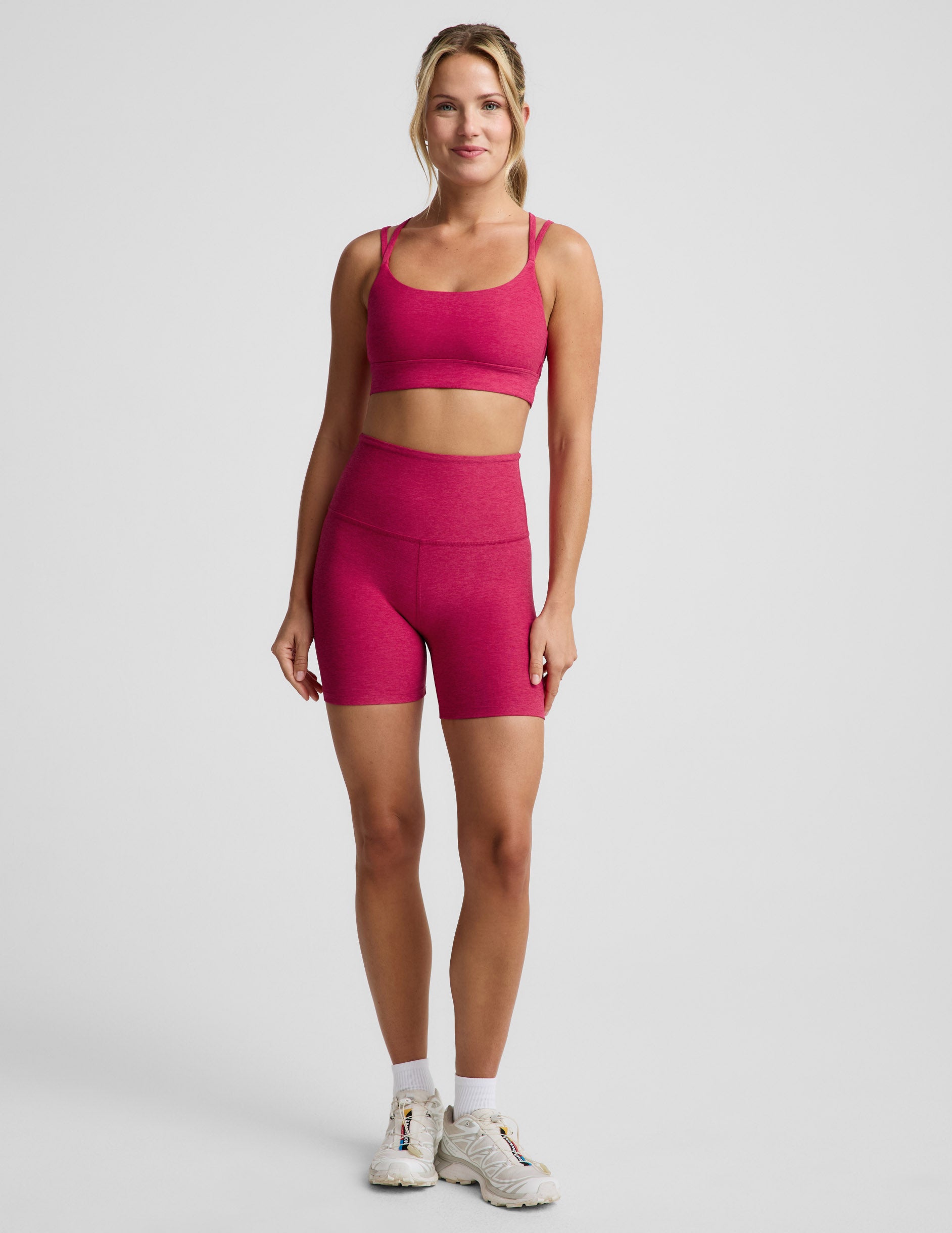 Spacedye™ Keep Pace 5" Biker Short - Berry Red Heather