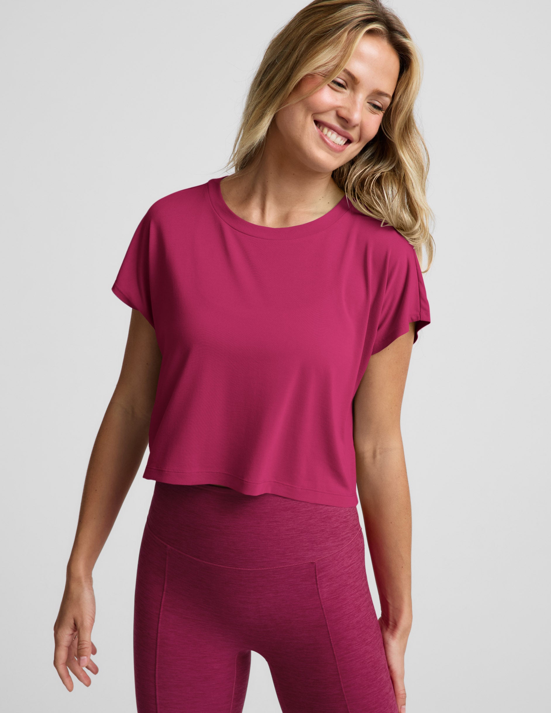 Studio Luxe Cropped Tee - Sangria