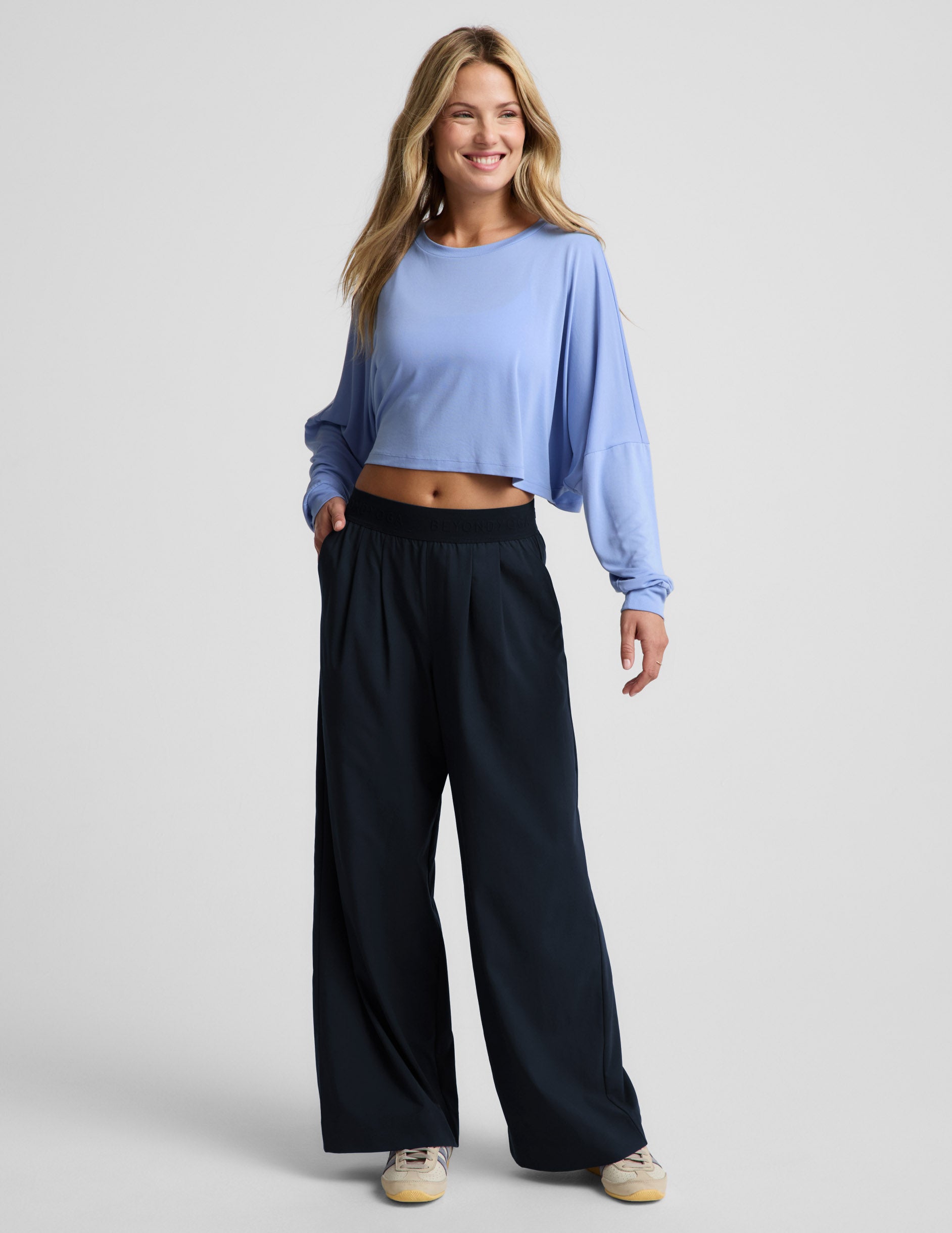 Studio Luxe Cropped Long Sleeve Tee - Pastel Periwinkle