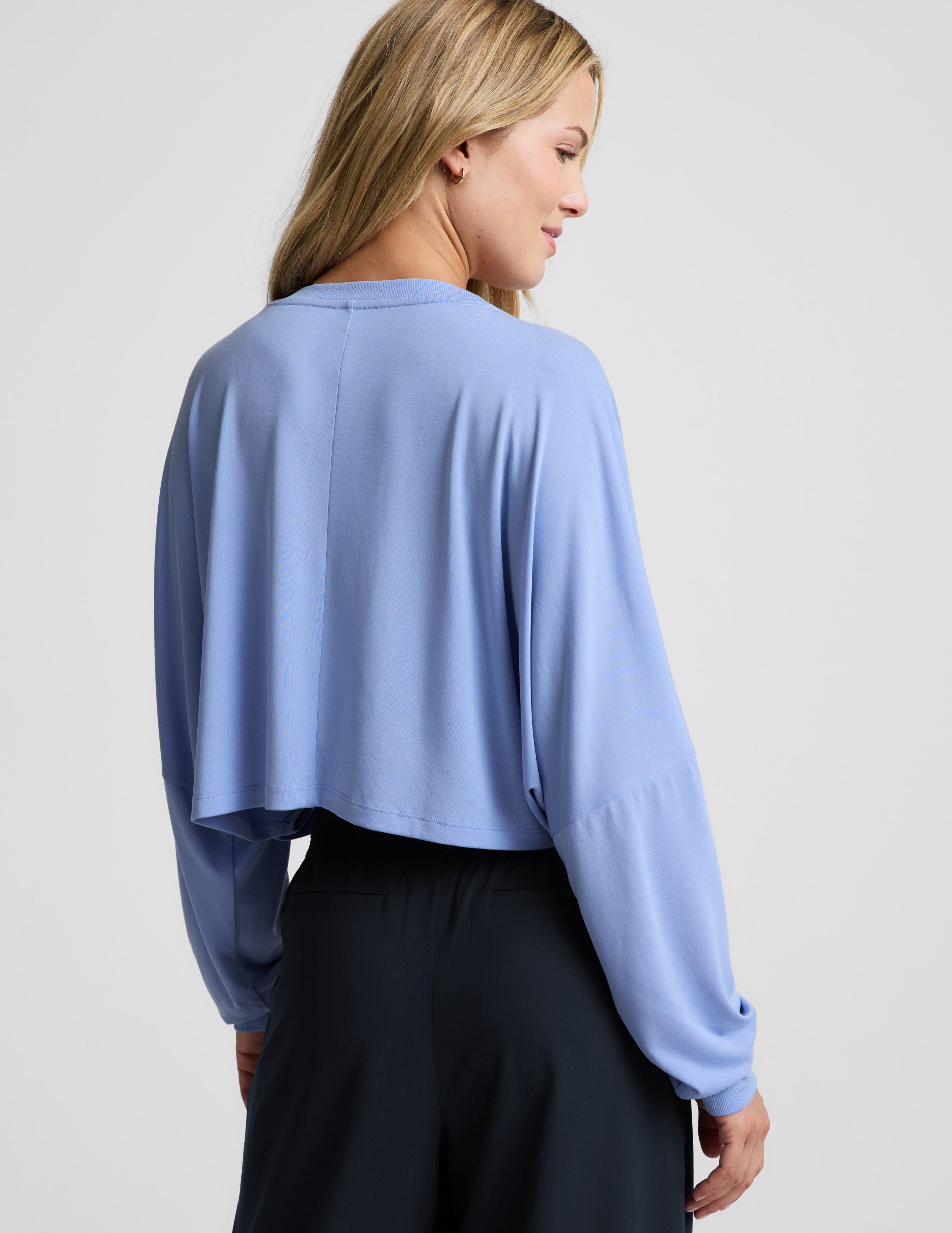 Studio Luxe Cropped Long Sleeve Tee - Pastel Periwinkle