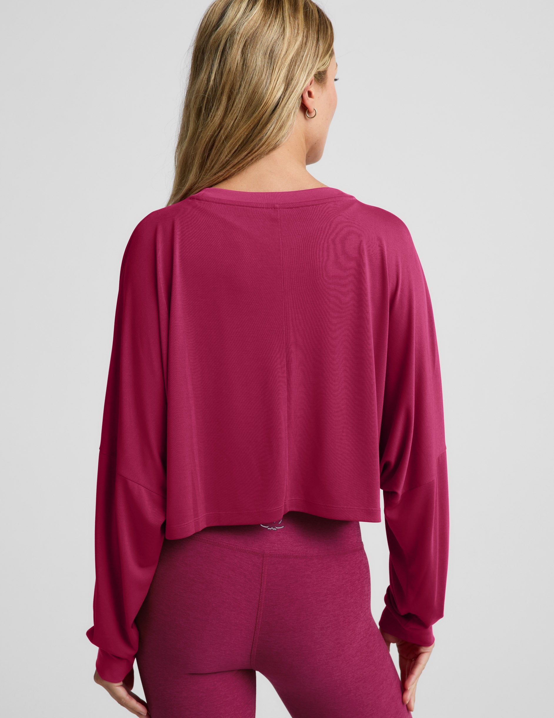 Studio Luxe Cropped Long Sleeve Tee - Sangria