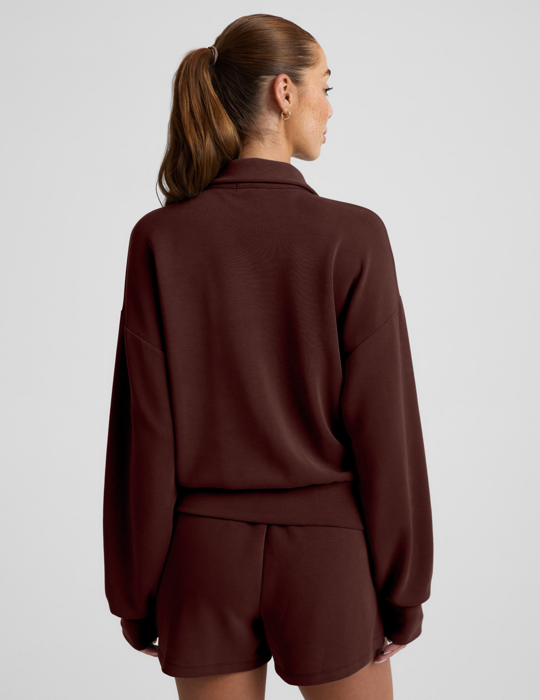 Luxe Sandwash Half Zip Pullover - Iced Mocha