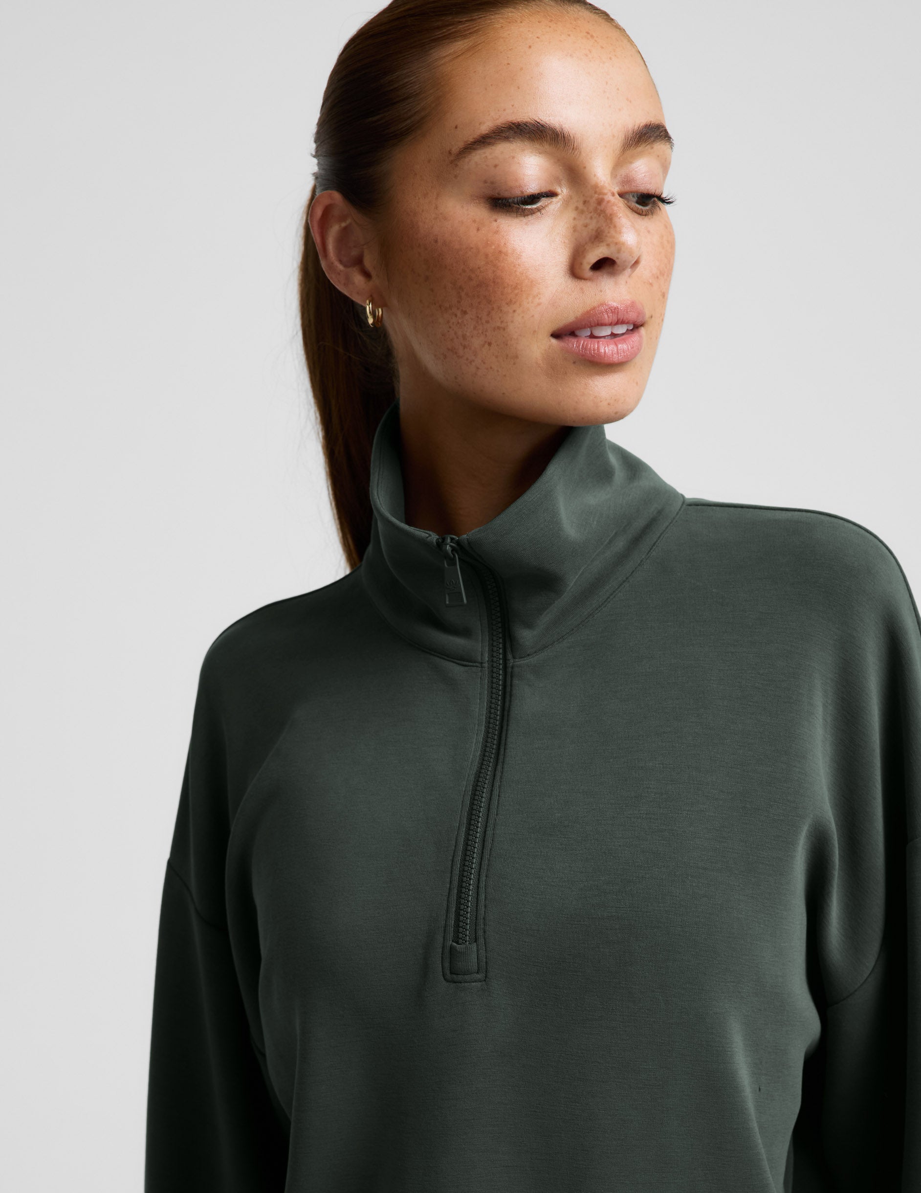 Luxe Sandwash Half Zip Pullover - Slate Green