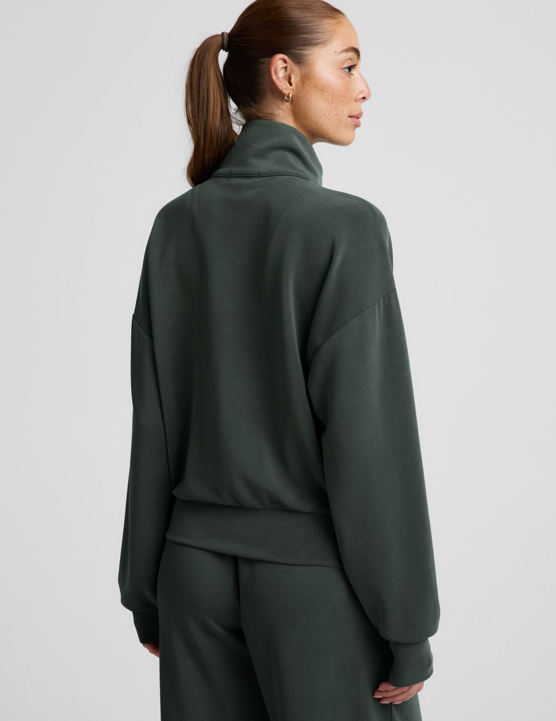 Luxe Sandwash Half Zip Pullover - Slate Green
