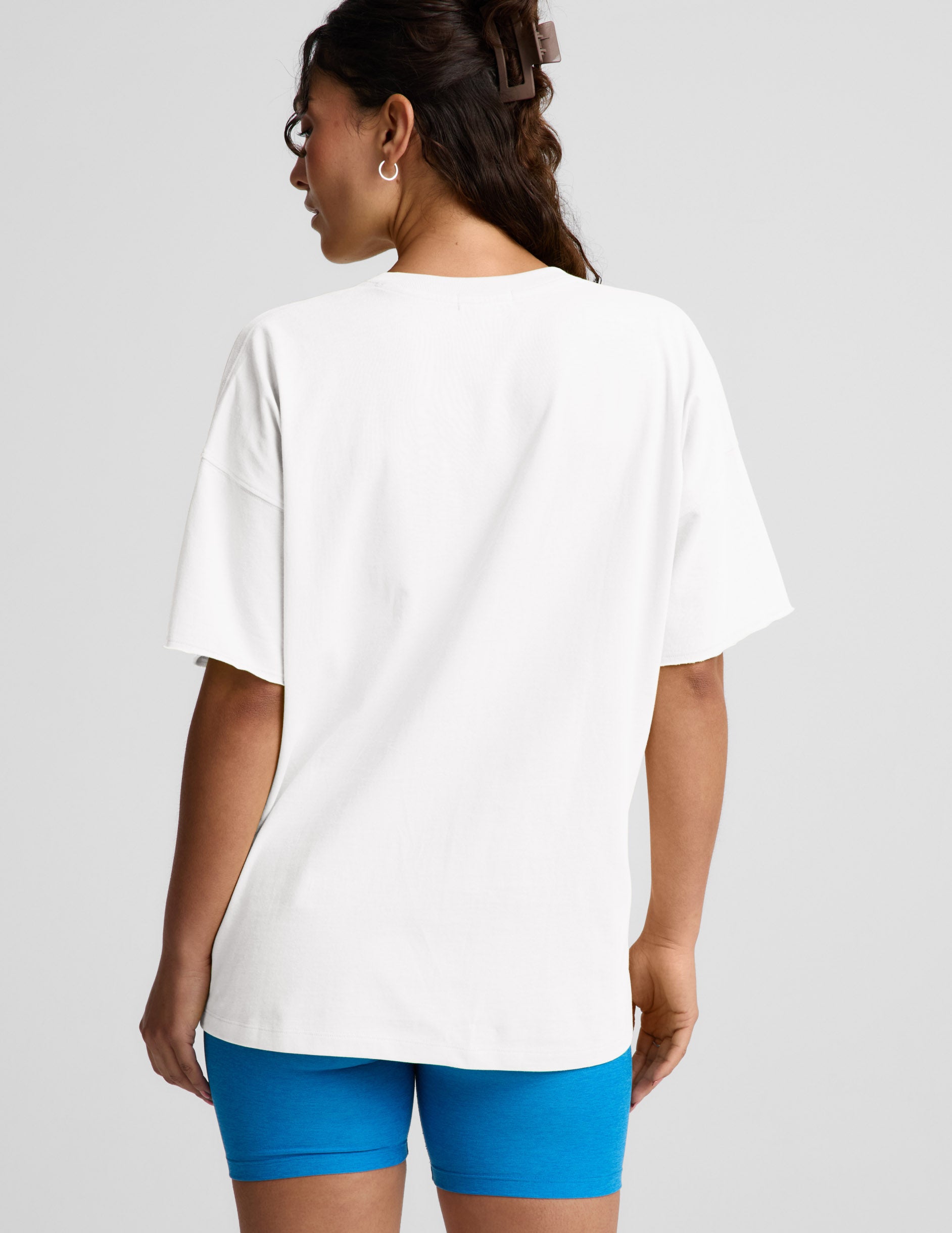 SoftKnit Better Than Ever Oversized V-Neck Cotton Tee - Crisp White