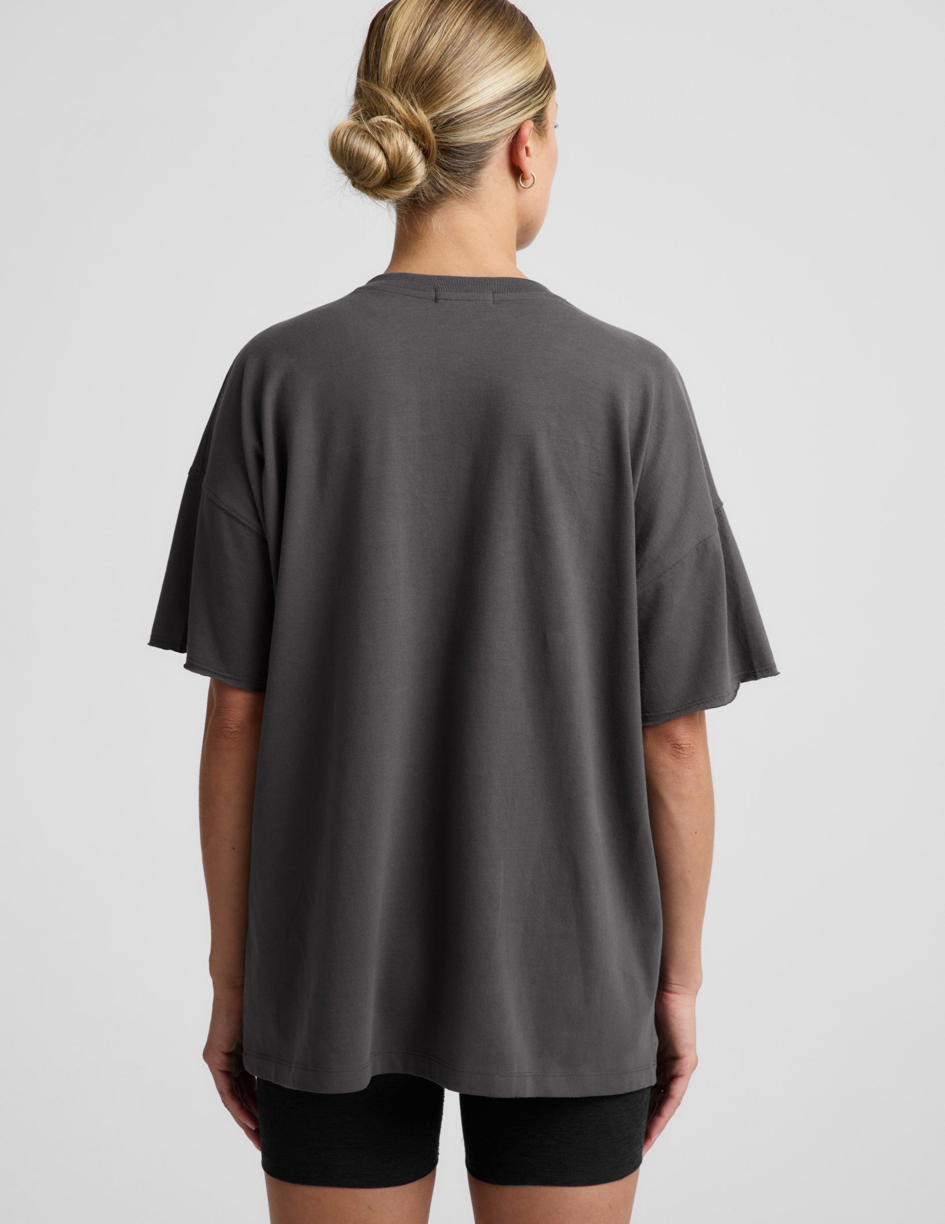 SoftKnit Better Than Ever Oversized V-Neck Cotton Tee - Black Ash