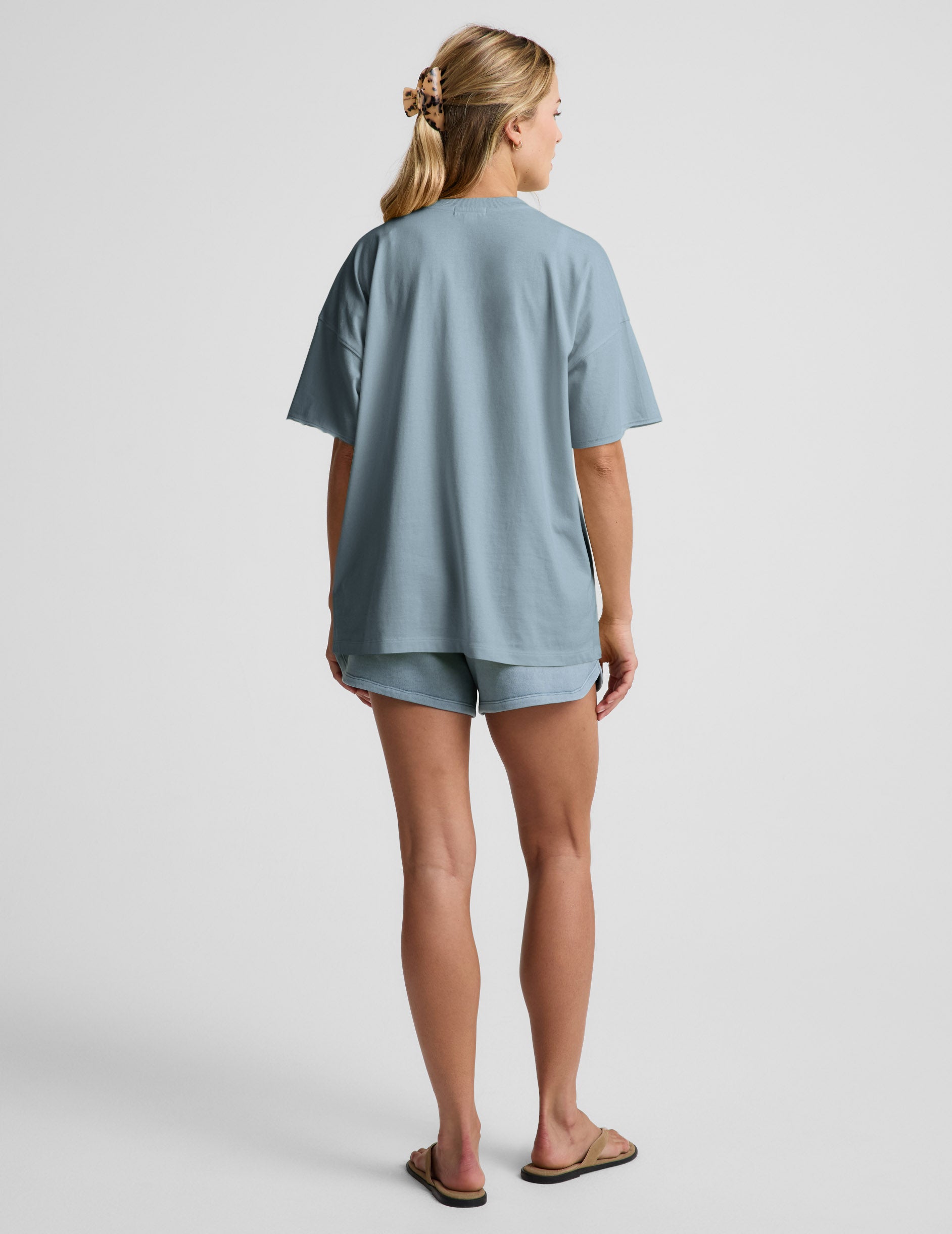 SoftKnit Better Than Ever Oversized V-Neck Cotton Tee - Washed After Dark Navy