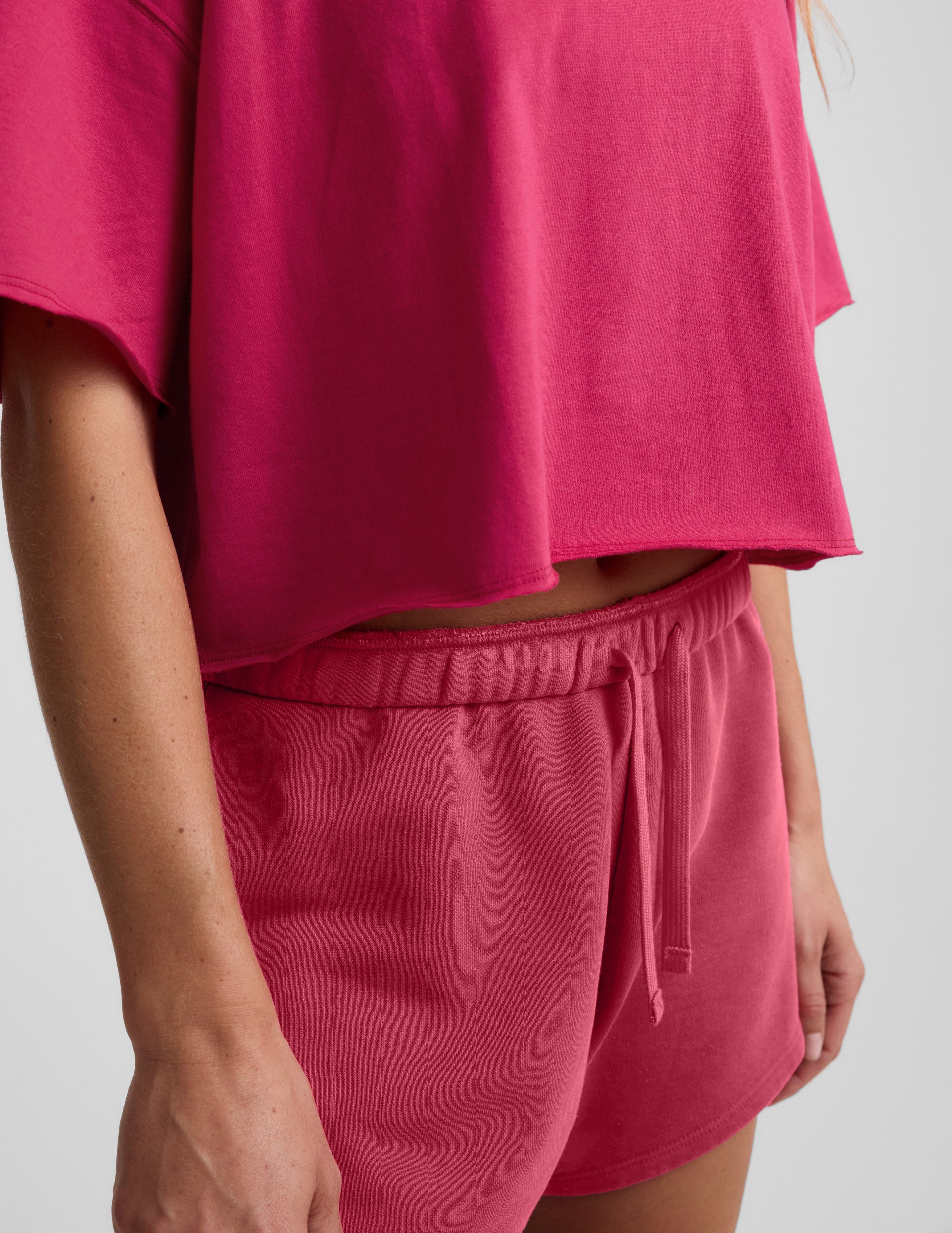 SoftKnit Better Than Ever Cropped Cotton Tee - Berry Red