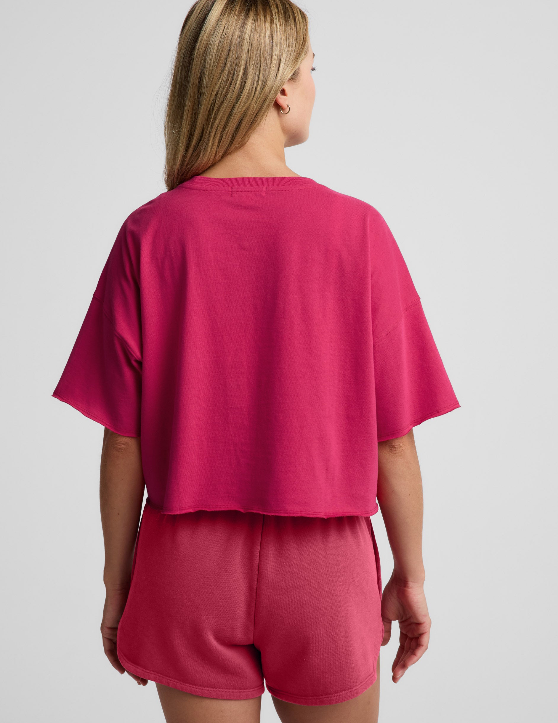 SoftKnit Better Than Ever Cropped Cotton Tee - Berry Red