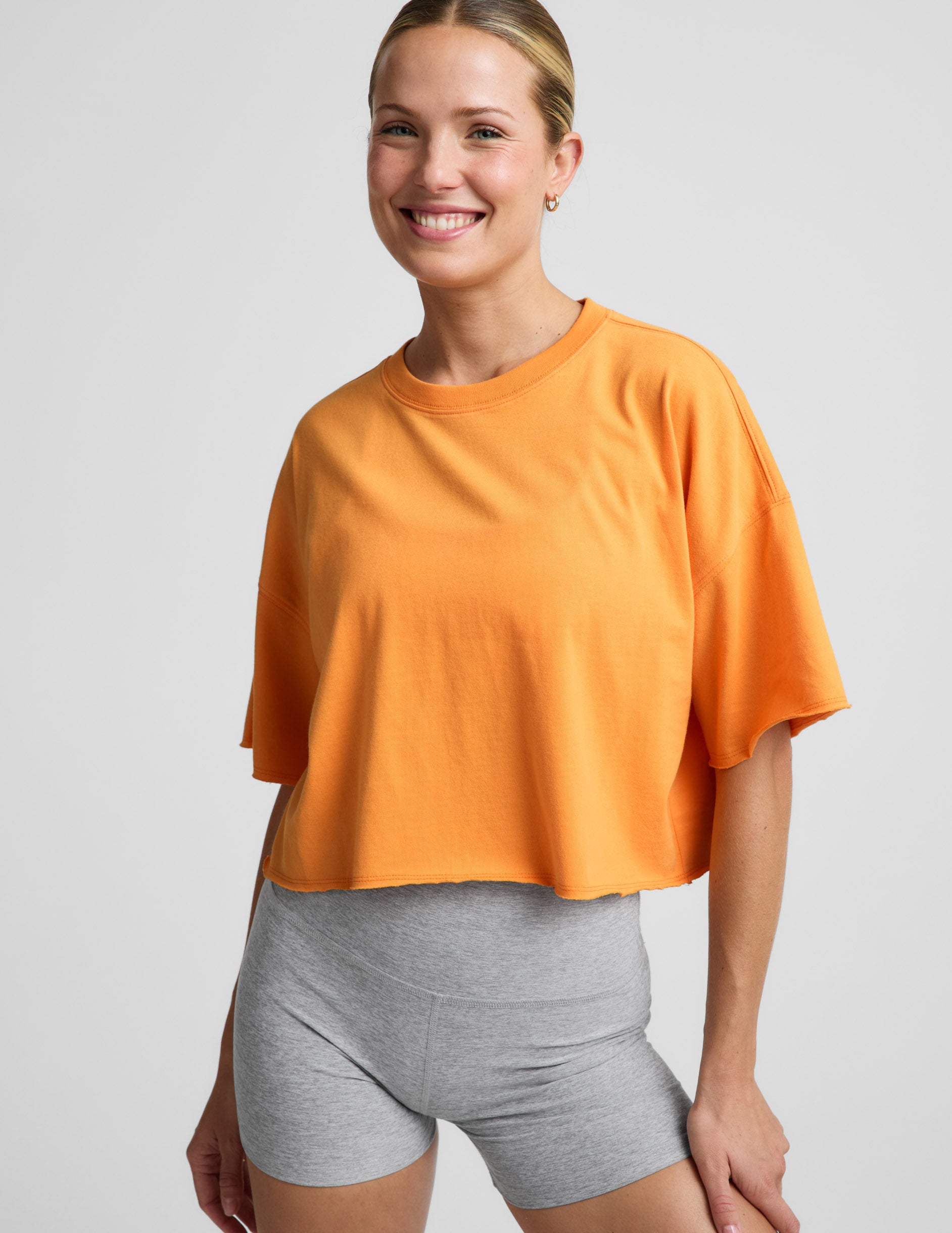 SoftKnit Better Than Ever Cropped Cotton Tee - Bright Citrus