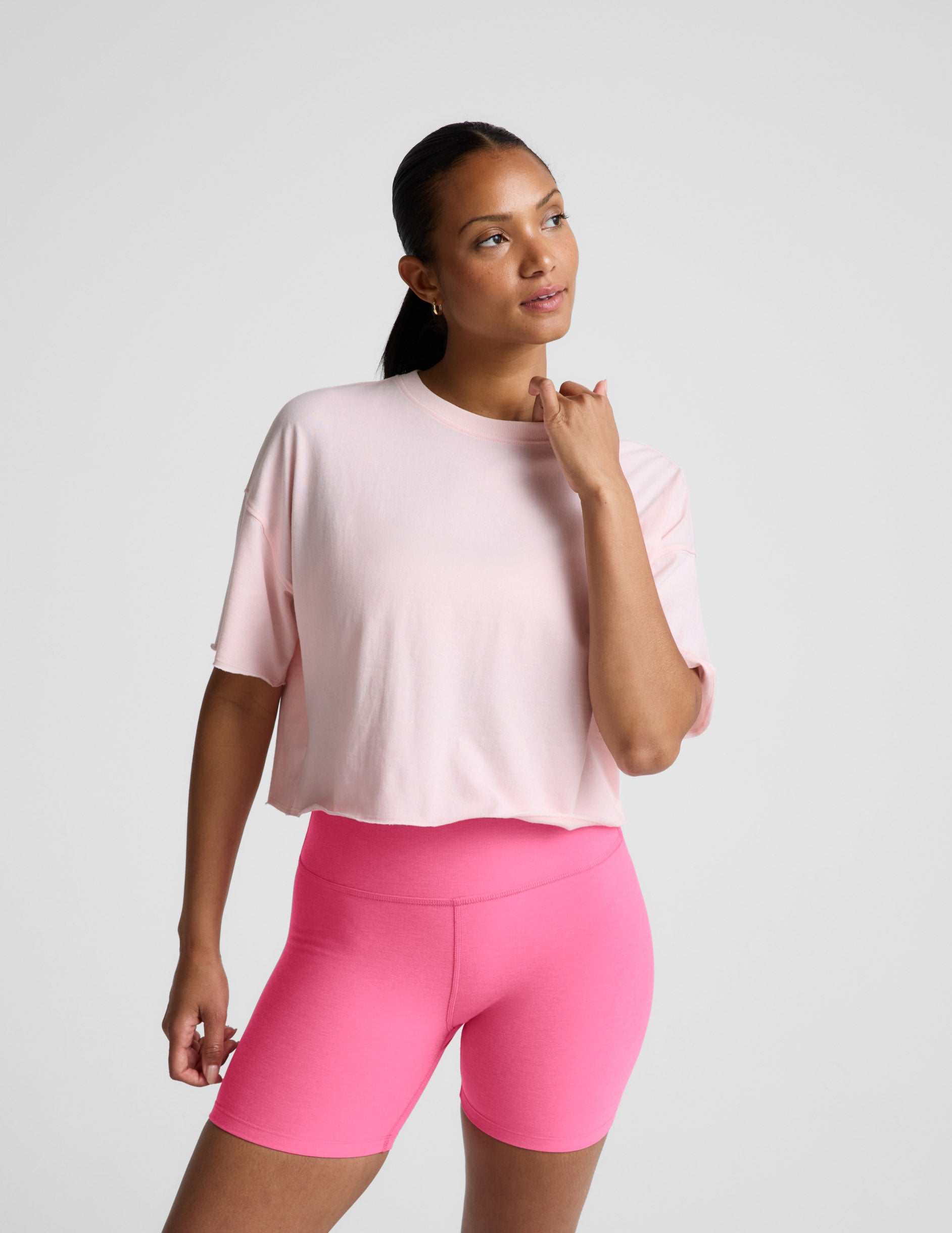 SoftKnit Better Than Ever Cropped Cotton Tee - Pink Petal