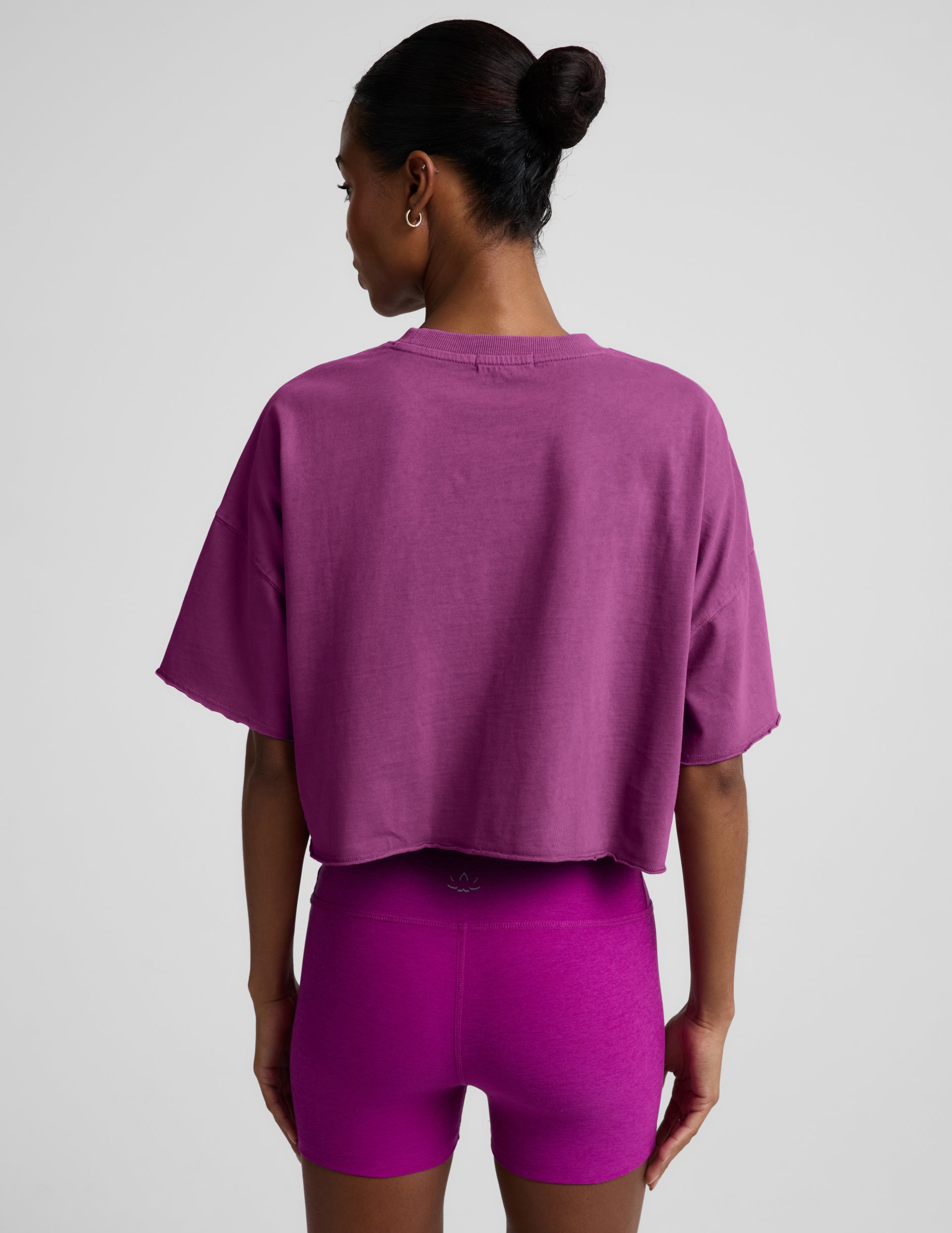 SoftKnit Better Than Ever Cropped Cotton Tee - Washed Berry Bliss