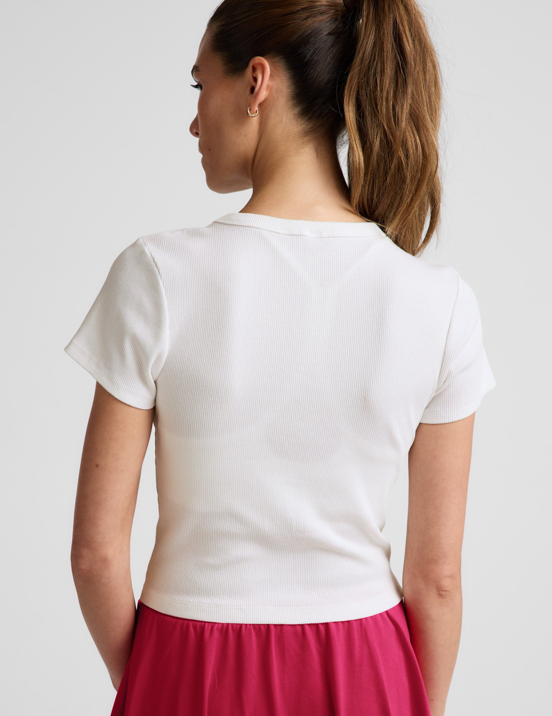 On Repeat Rib Baby Tee - Washed White