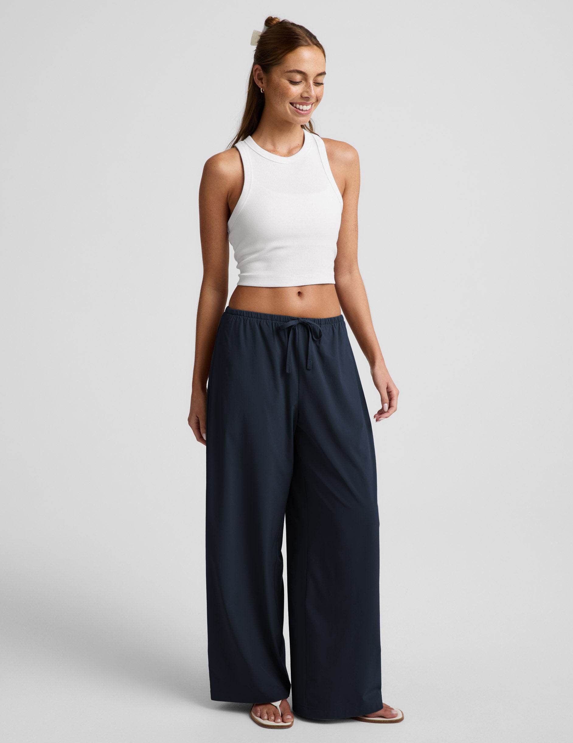 Solstice Drawstring Wide Leg Pant 31" - Nocturnal Navy