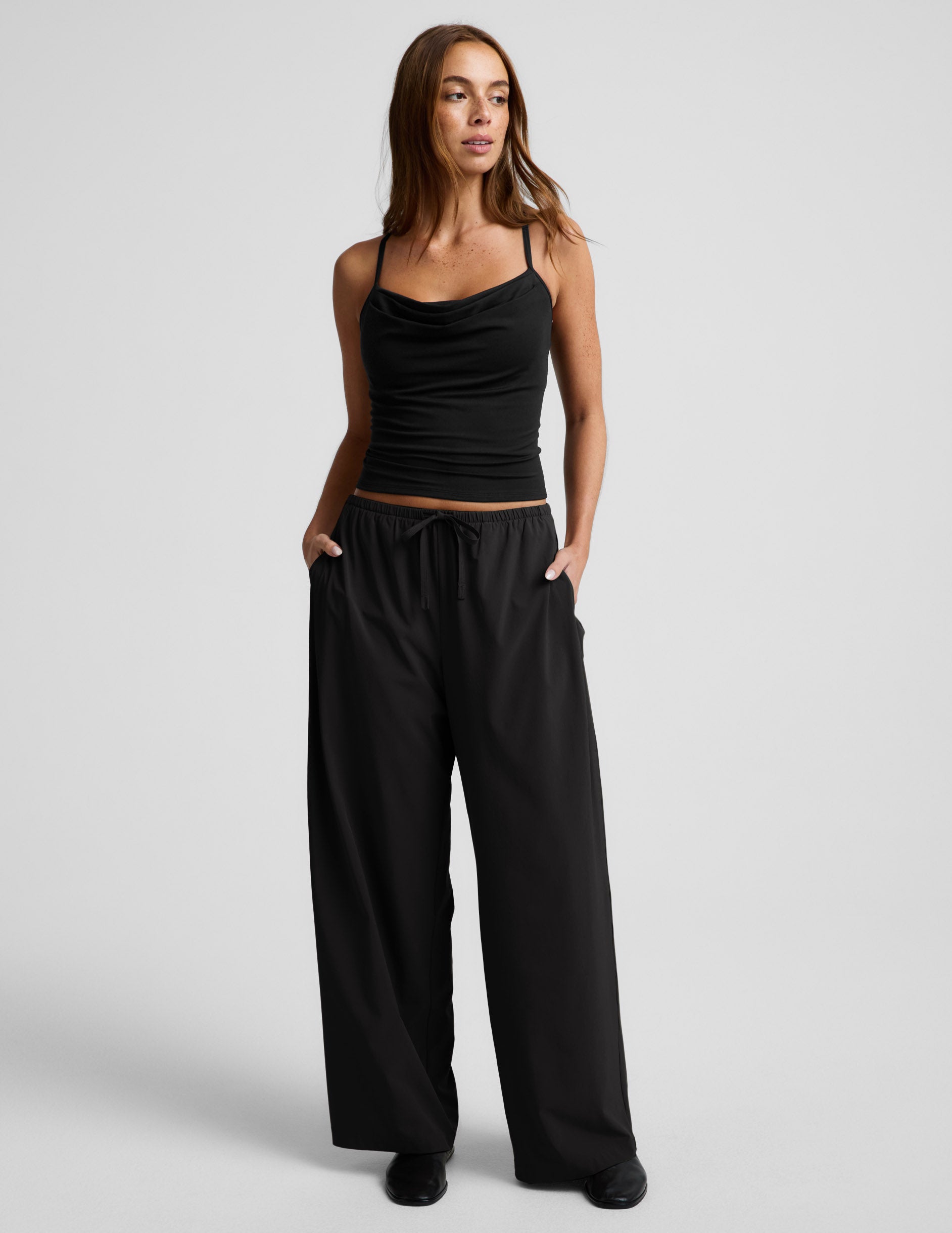 Solstice Drawstring Wide Leg Pant 31" - True Black