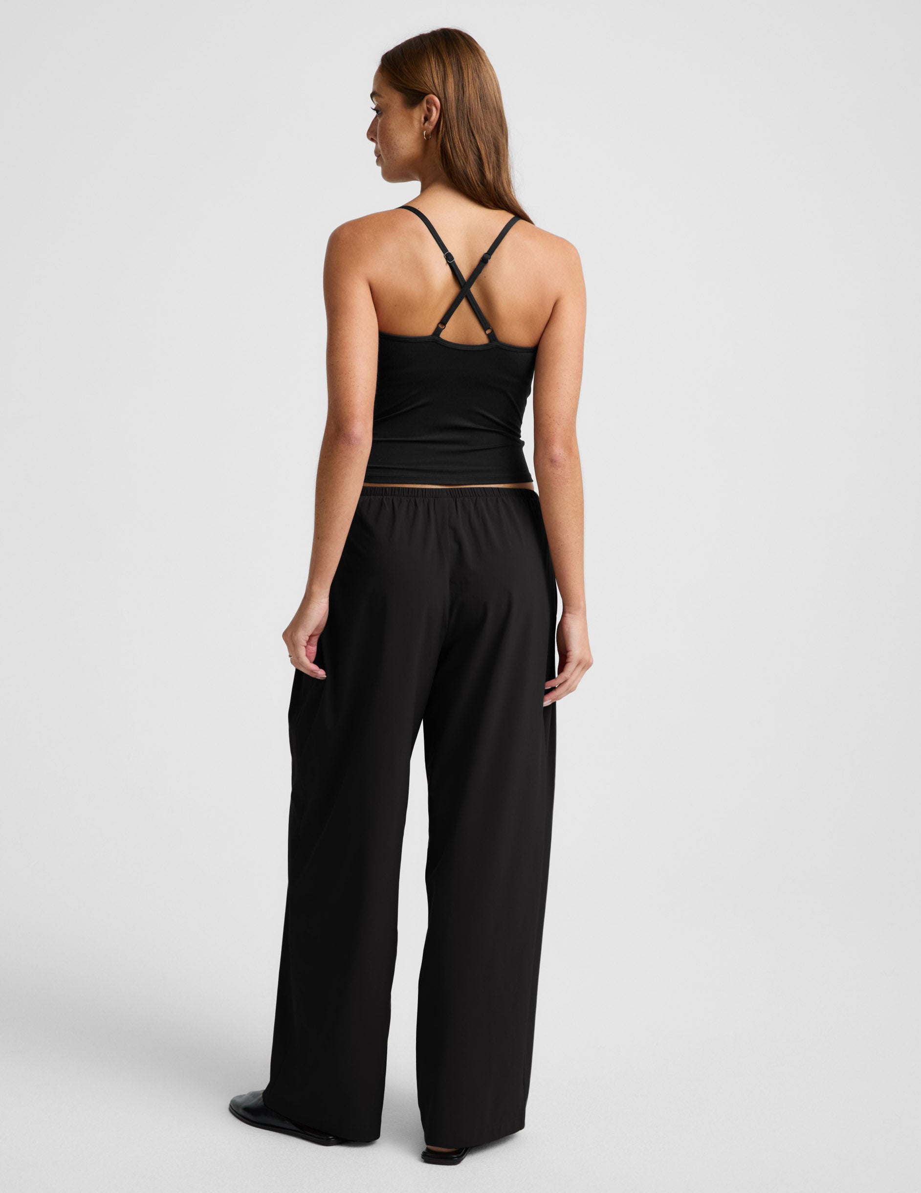 Solstice Drawstring Wide Leg Pant 31" - True Black