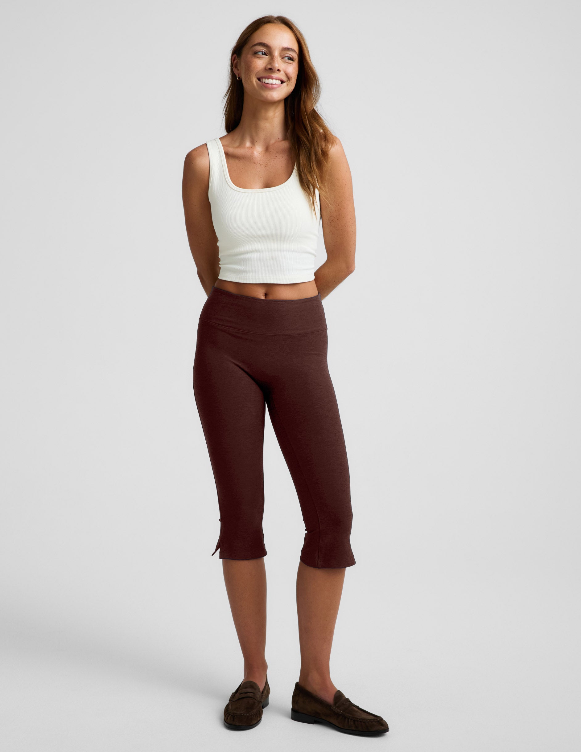 Spacedye™ Mid-Rise Slit Pedal Pusher Legging - Iced Mocha Heather
