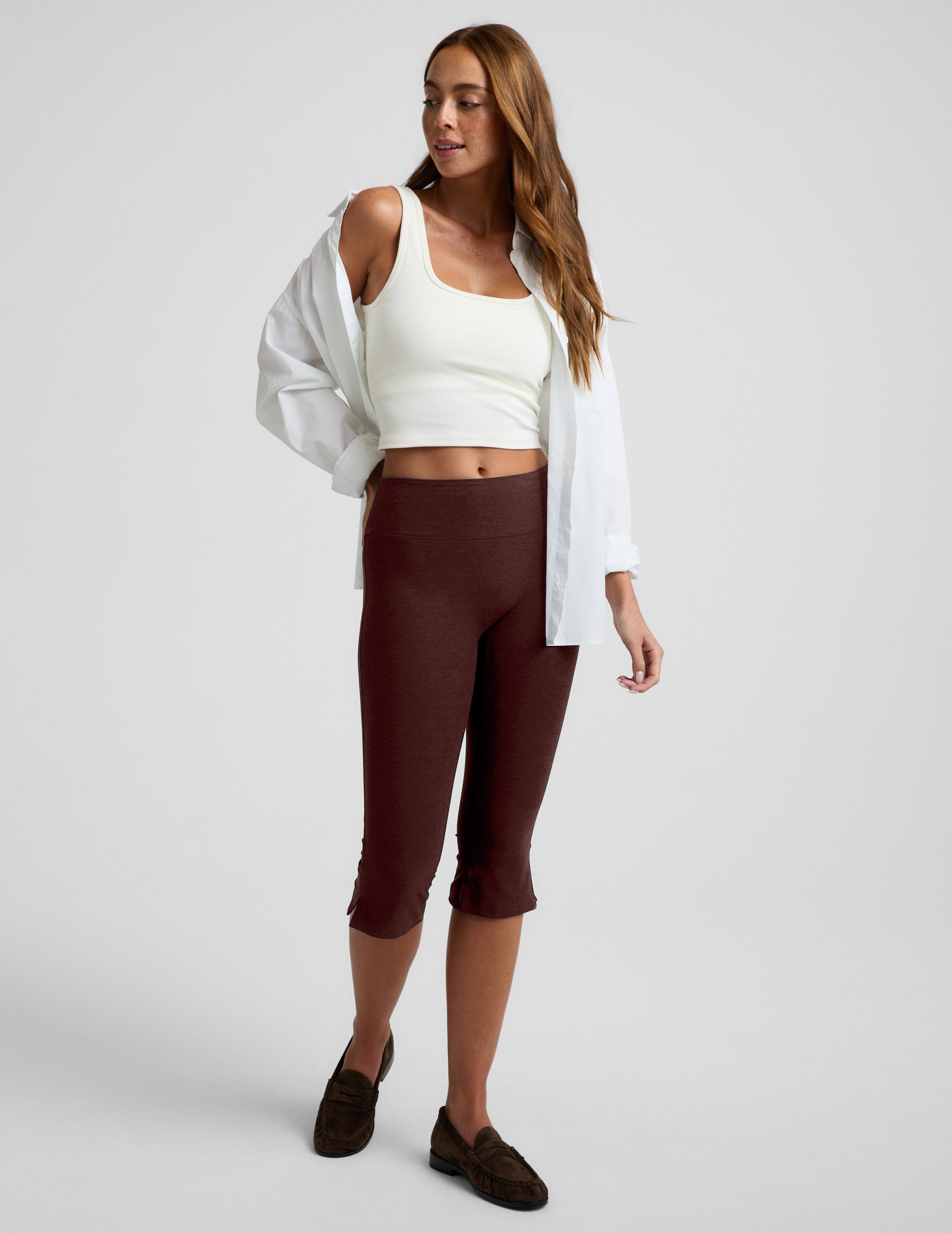 Spacedye™ Mid-Rise Slit Pedal Pusher Legging - Iced Mocha Heather