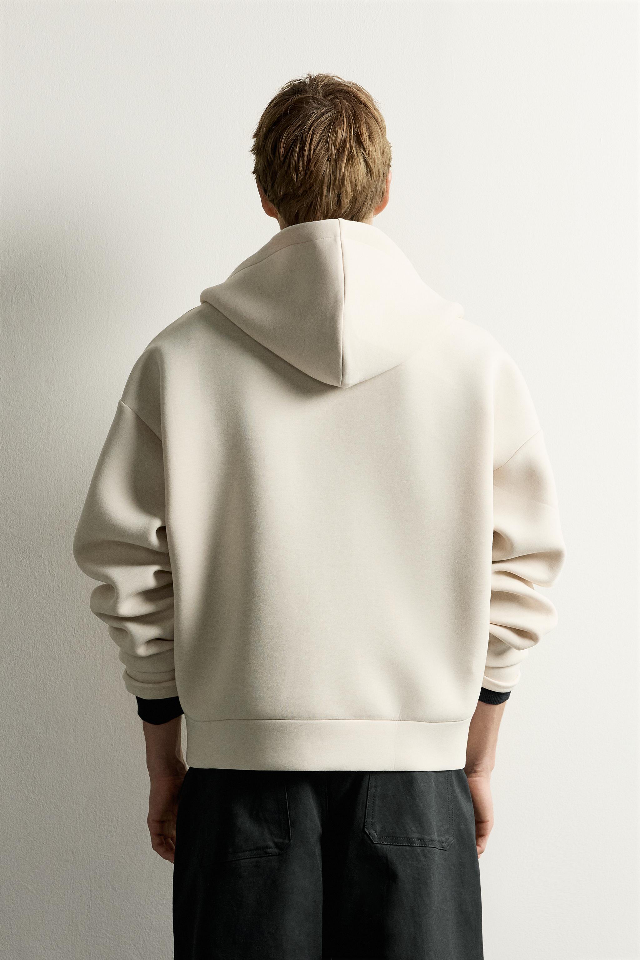 TECHNICAL ZIP-UP HOODIE - Beige