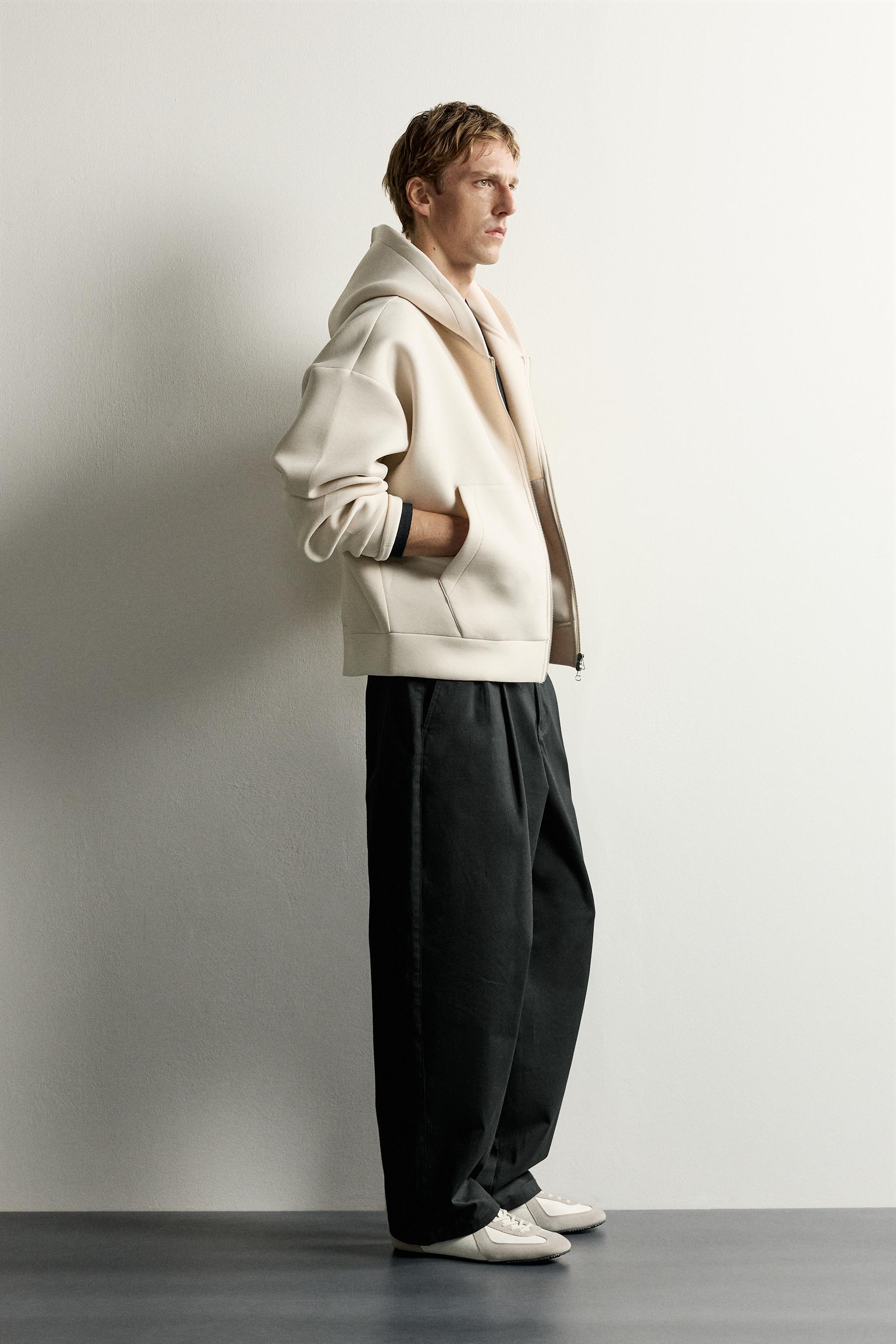 TECHNICAL ZIP-UP HOODIE - Beige