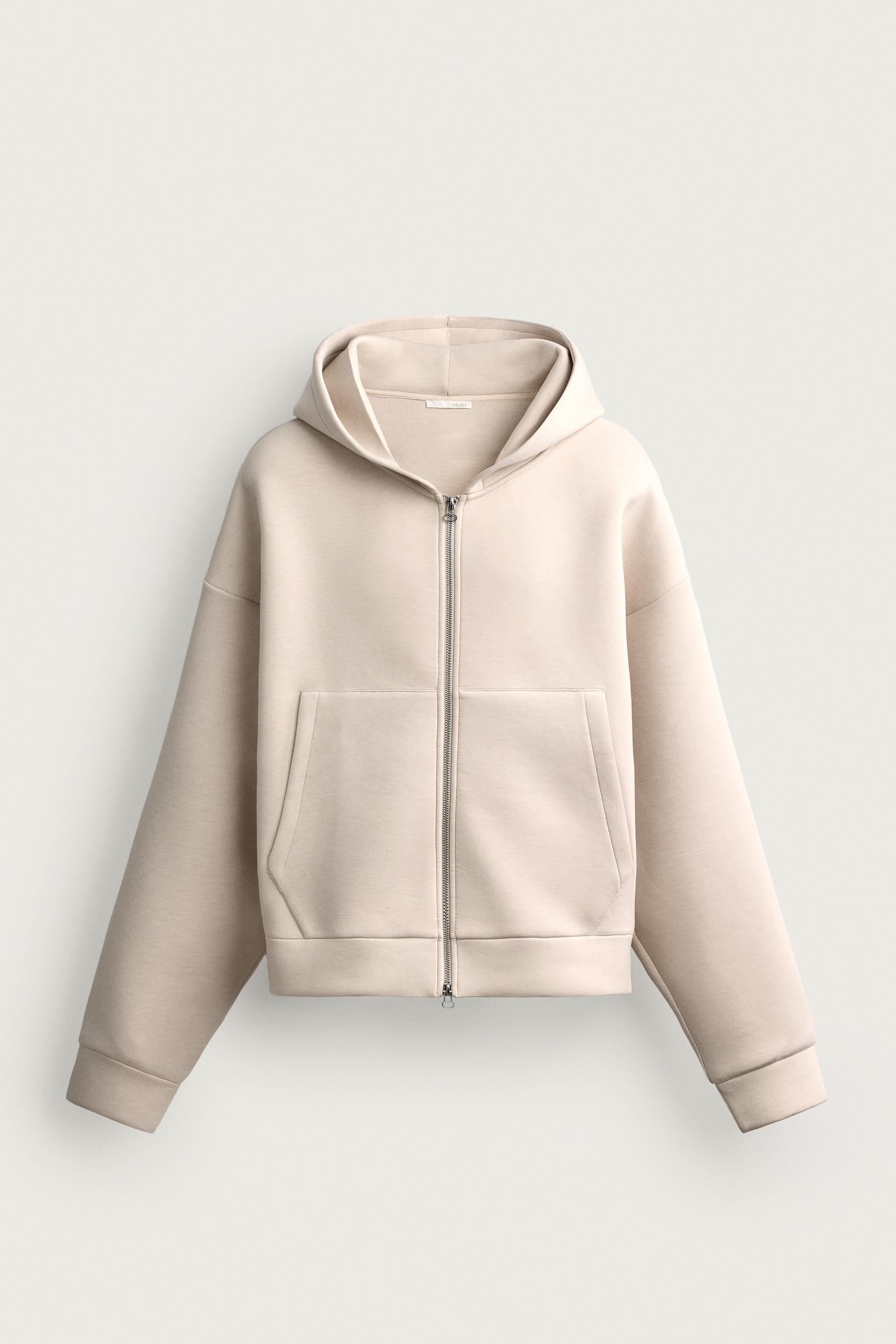 TECHNICAL ZIP-UP HOODIE - Beige