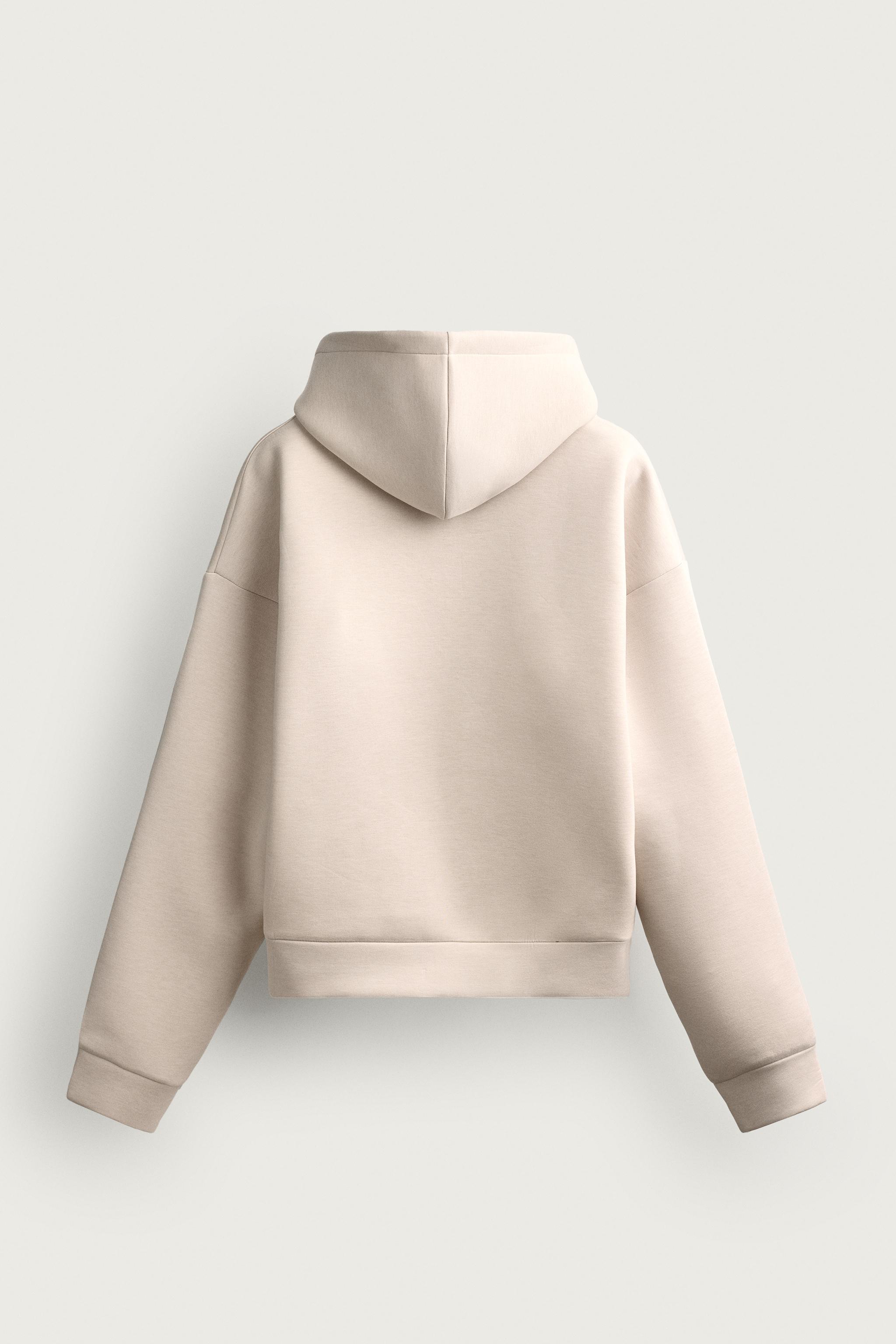 TECHNICAL ZIP-UP HOODIE - Beige