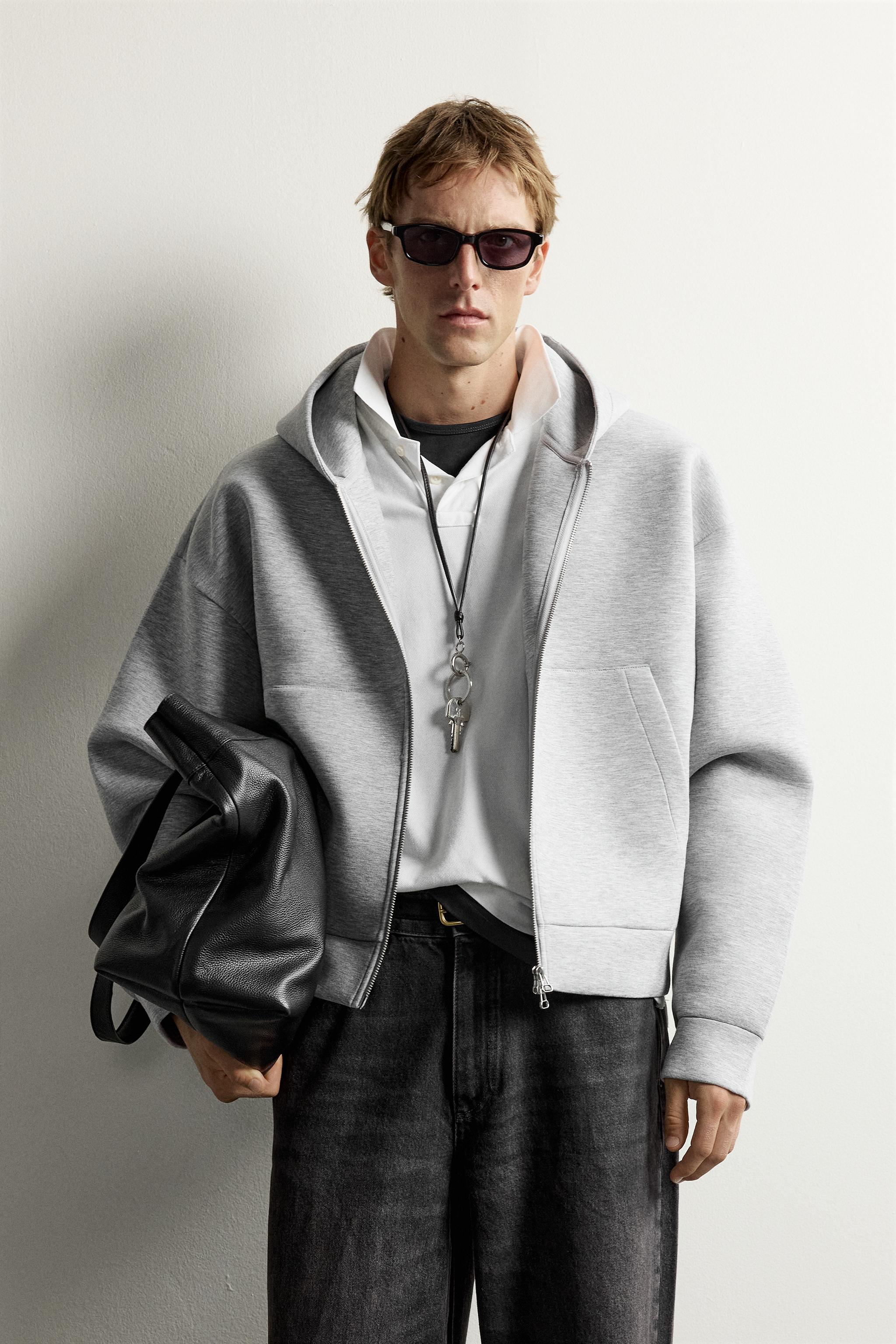 TECHNICAL ZIP-UP HOODIE - Gray marl