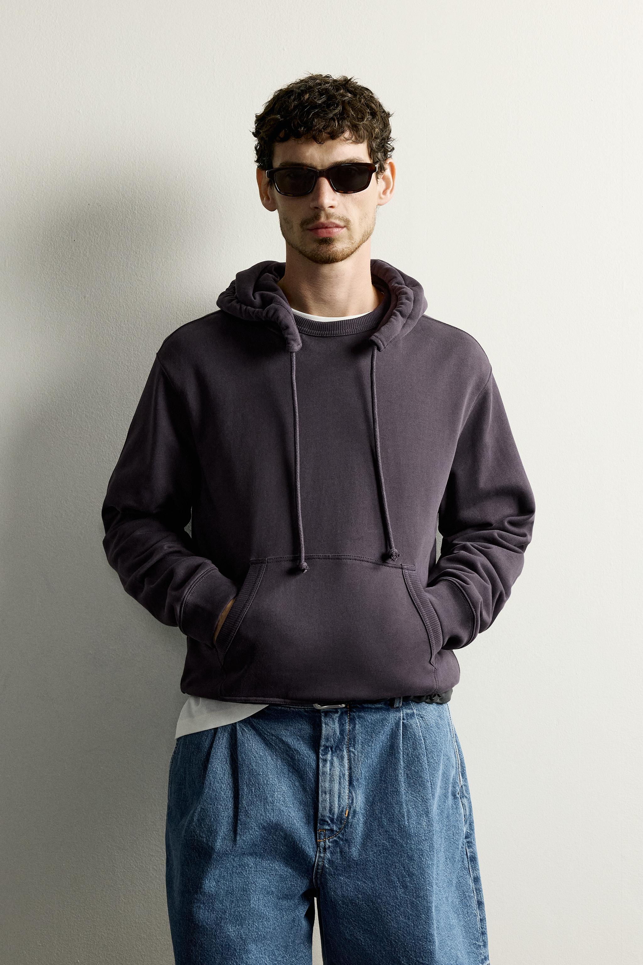 HOODED CREWNECK SWEATSHIRT - Eggplant