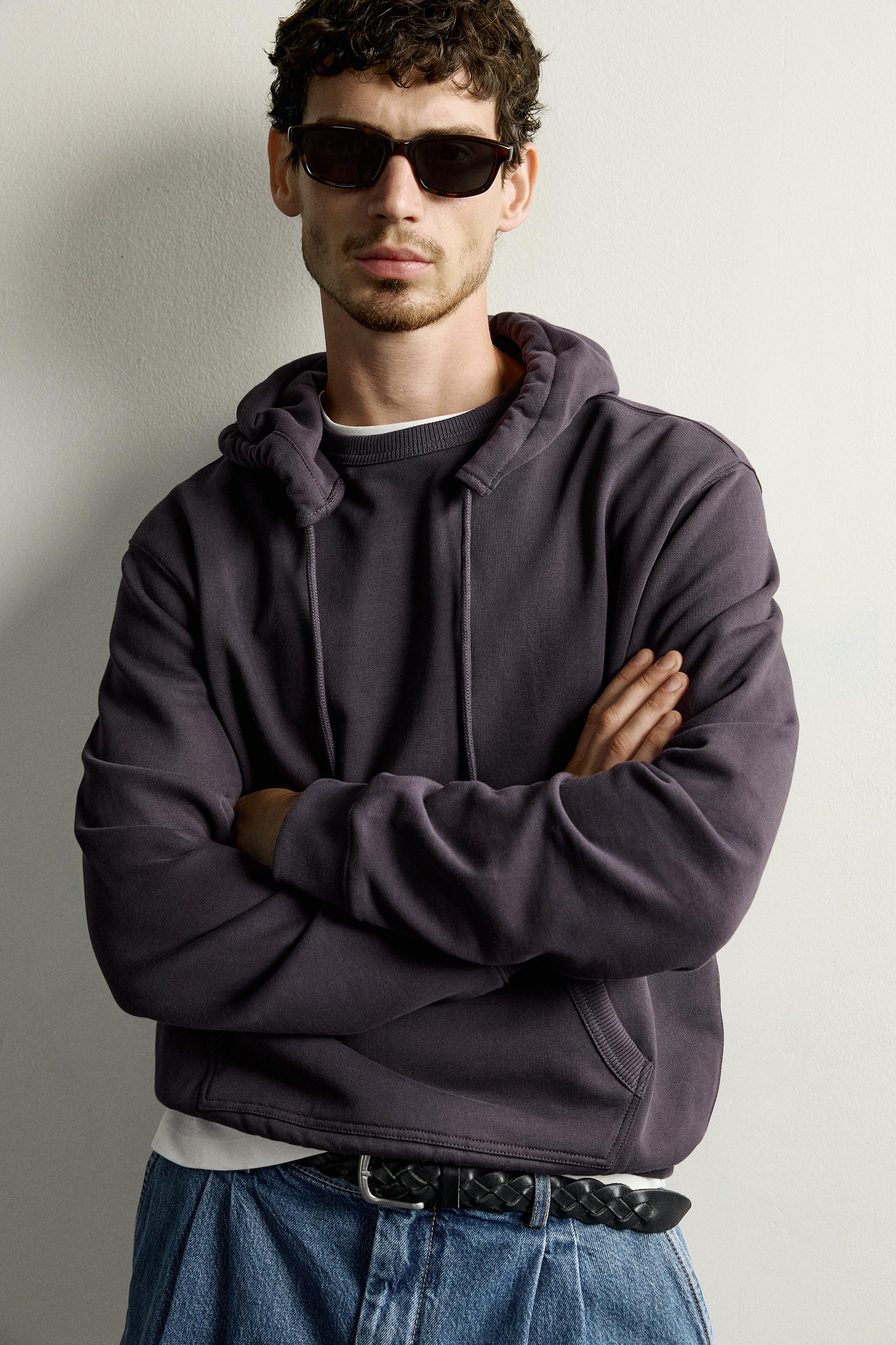 HOODED CREWNECK SWEATSHIRT - Eggplant