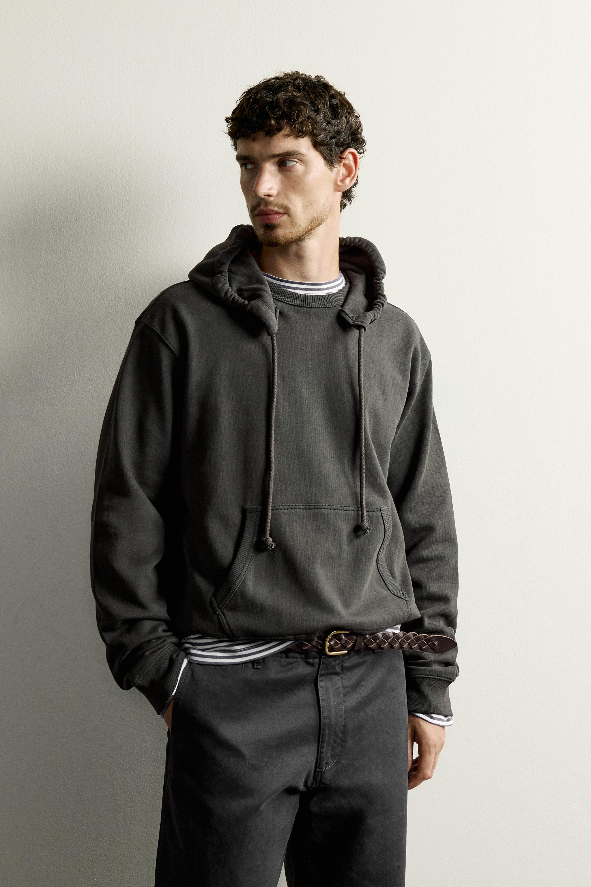 HOODED CREWNECK SWEATSHIRT - Dark gray