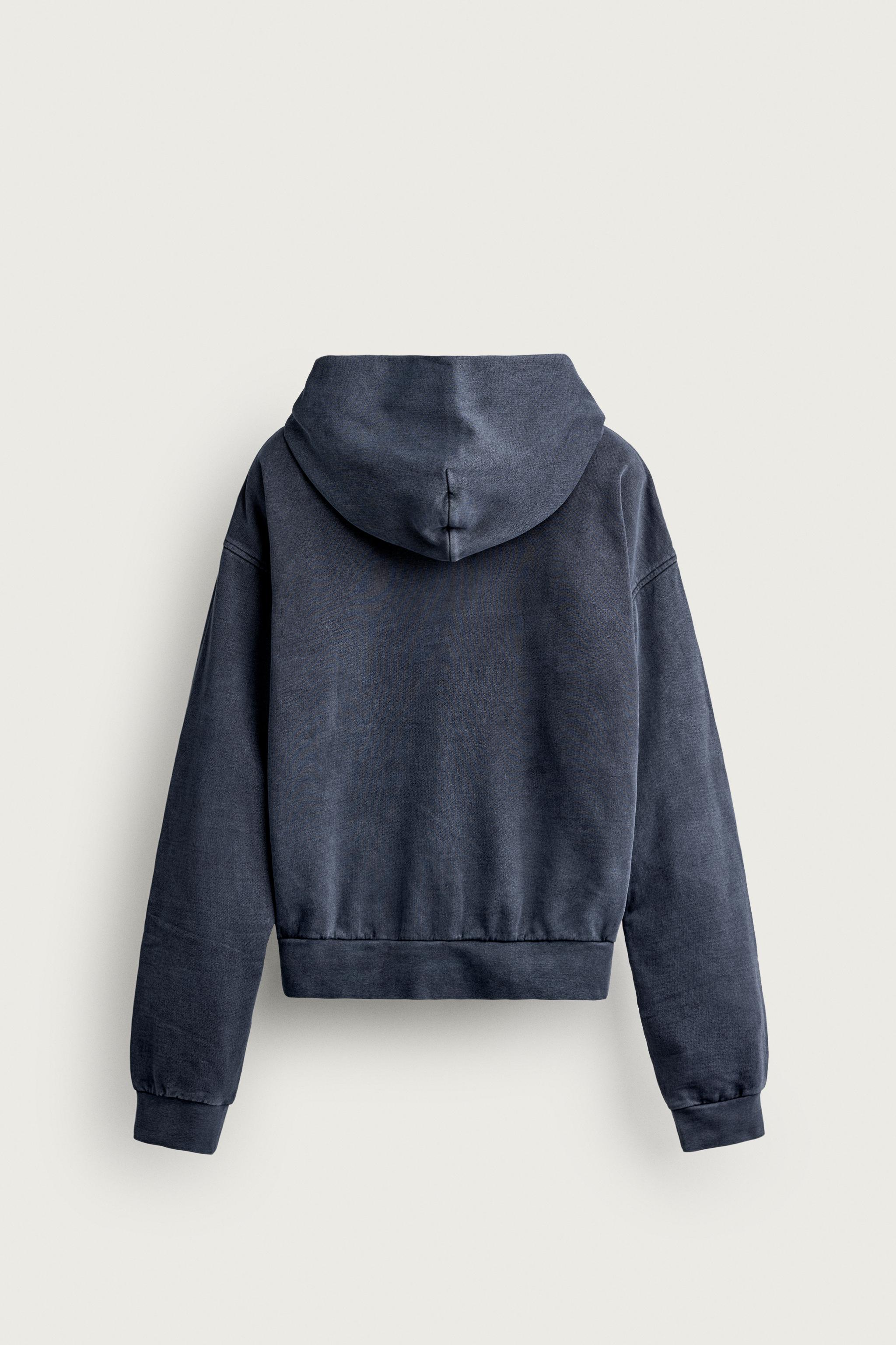 BASIC BOXY-FIT ZIP-UP HOODIE - Light blue
