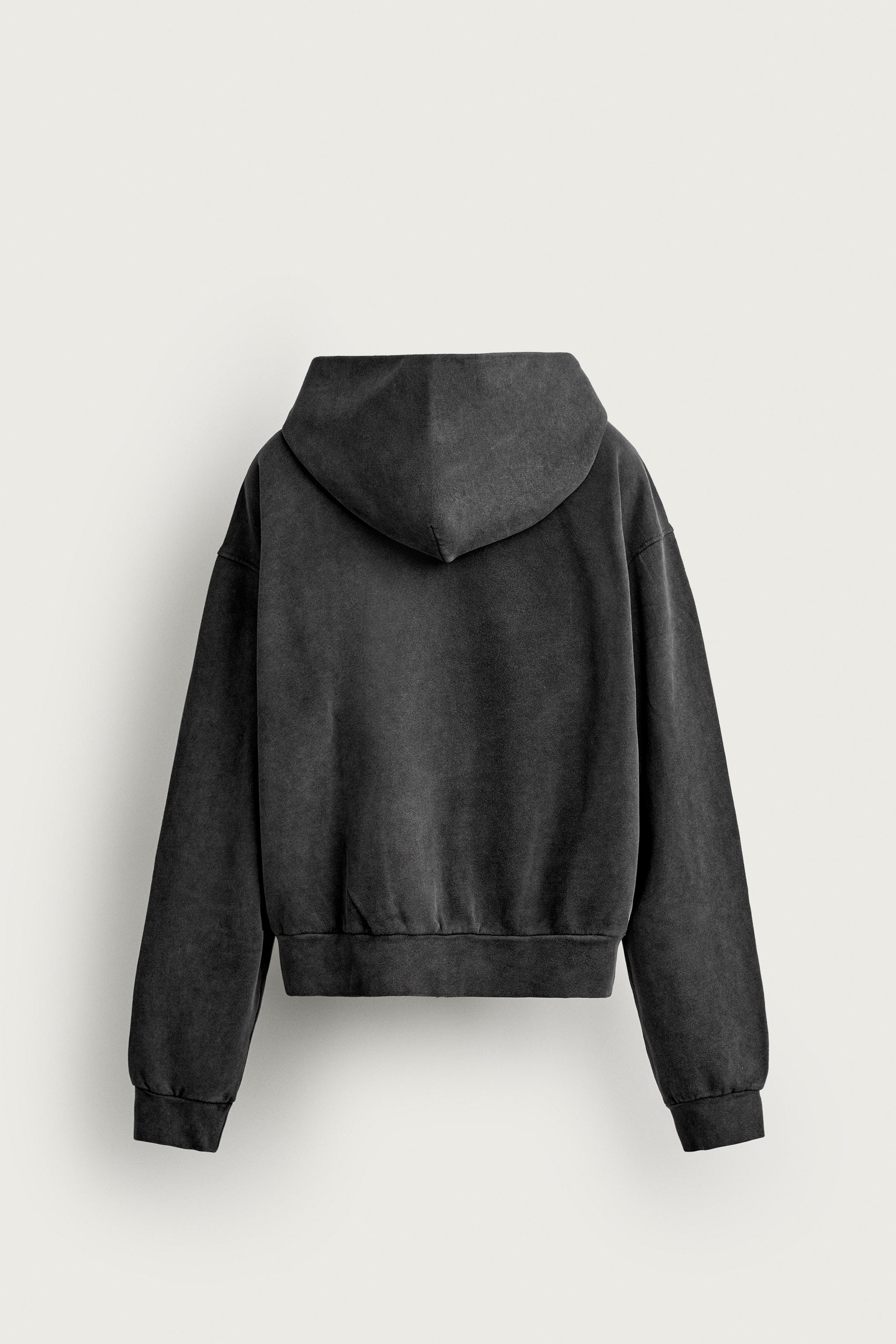 BASIC BOXY-FIT ZIP-UP HOODIE - Dark anthracite